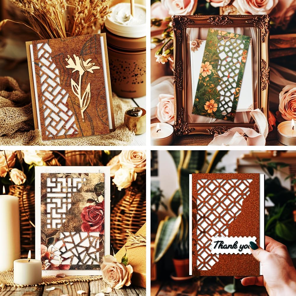 MAYJOYDIY Background Frame Cutting Dies Stencils Irregular Border Metal Die Cuts Rectangle Nesting Frame Carbon Steel Embossing Templates for Scrapbooking Craft Card Making Birthday Gift Decoration