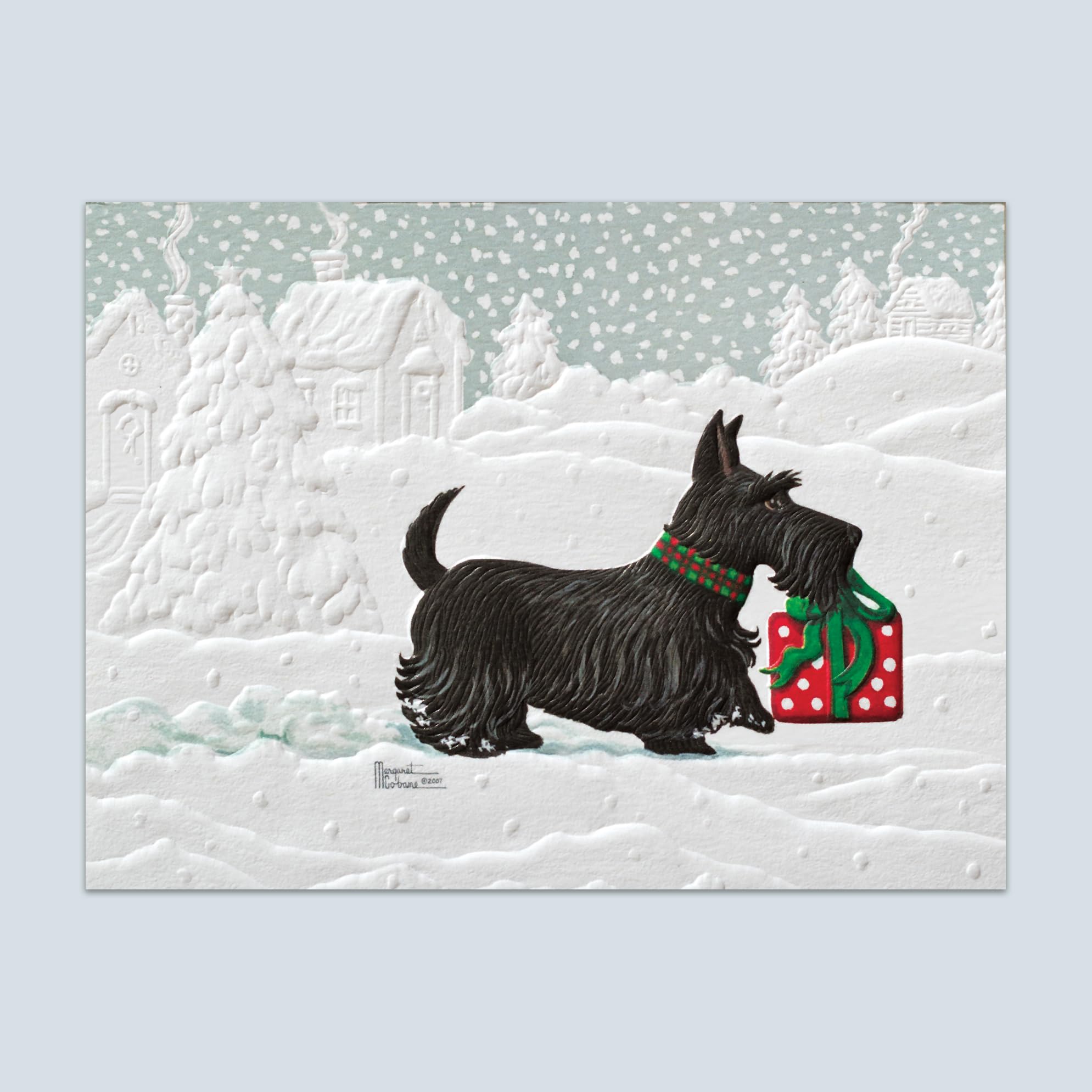 Pumpernickel Press Embossed Petite Christmas Cards Boxed Set – “Scotty Dog” by Margaret Cobane, 20 Count, Eco-Friendly, Made in USA, Multi-Level