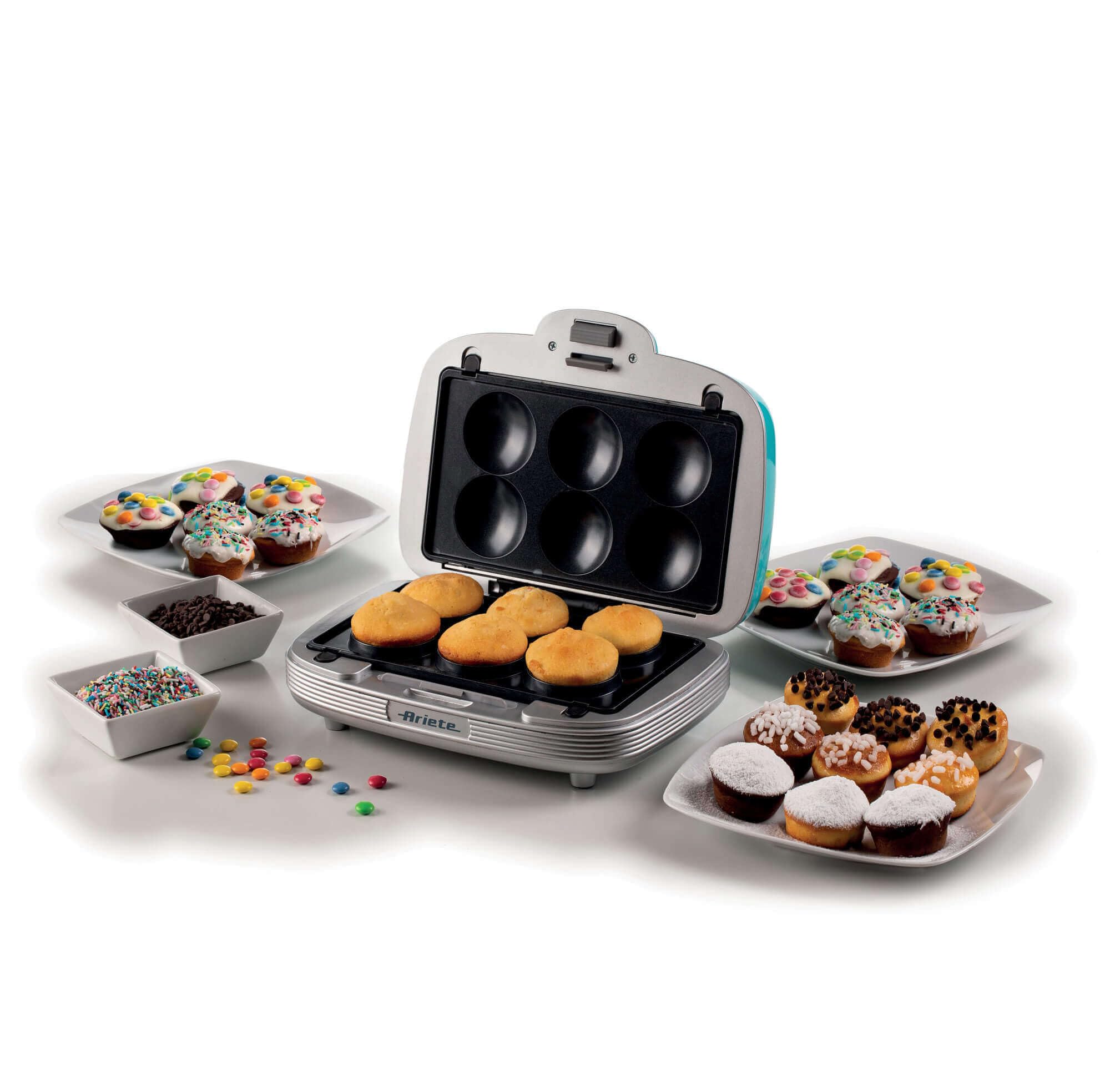 Sandwichera ARIETE 1972/01 3 en 1 Cupcakes Donuts Azul
