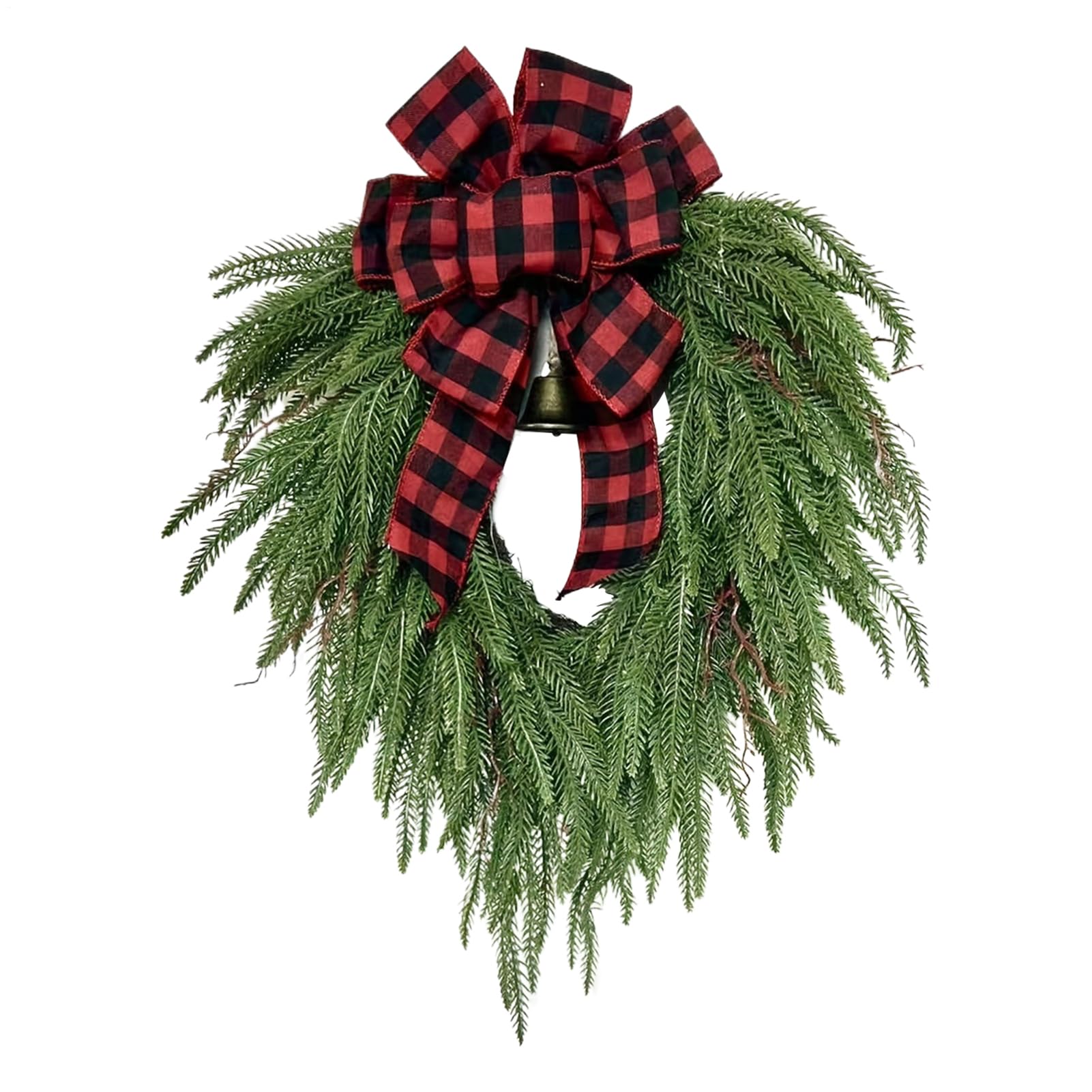 Couronne de Noël pour porte sans perçage grâce au crochet de suspension et nœud durable