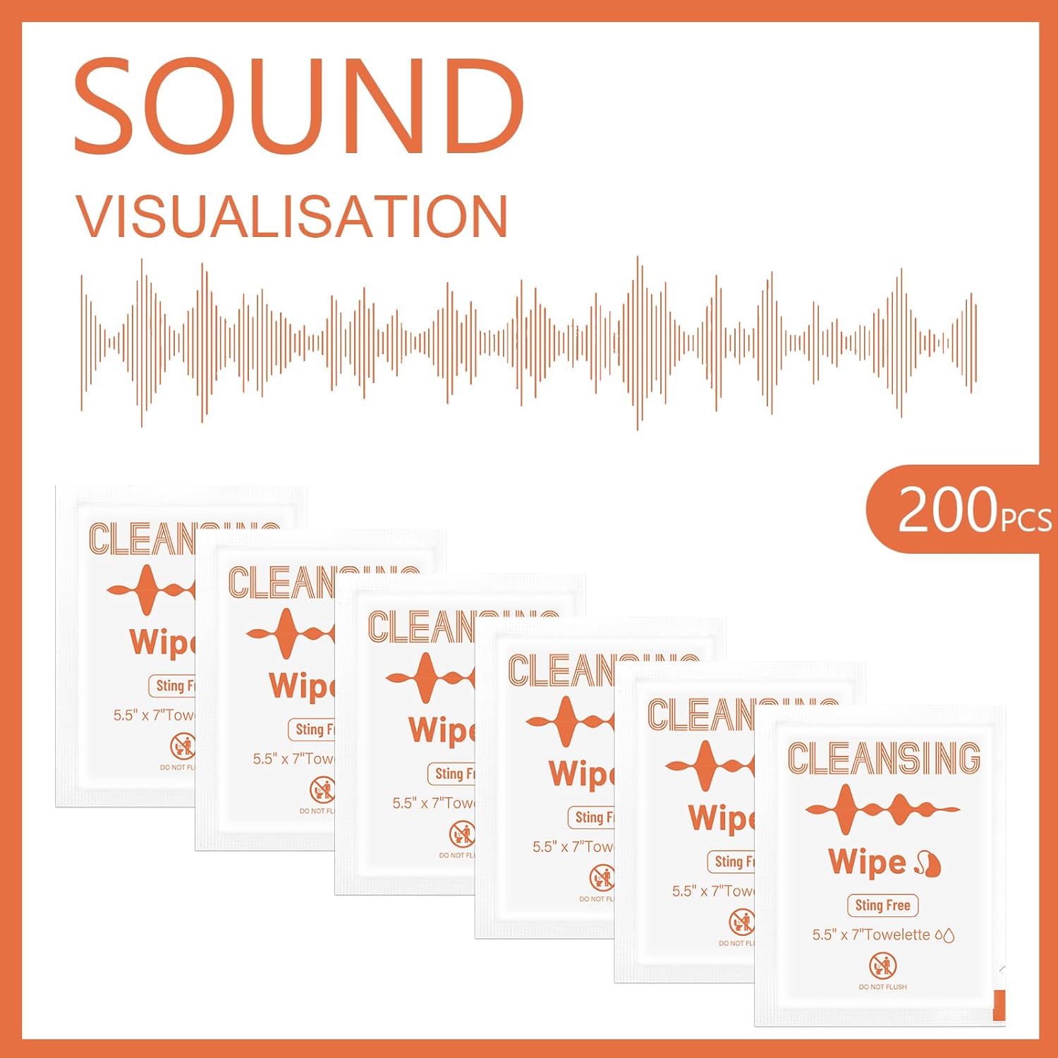 Timgle 200 Count Hearing Aid Wipes Individually Wrapped Cleaning Towelettes Phone Laptop Cleaner Wipes for Earwax Earbuds Sweat Earmold Earplugs in Ear Monitors Clean Removal (Orange)