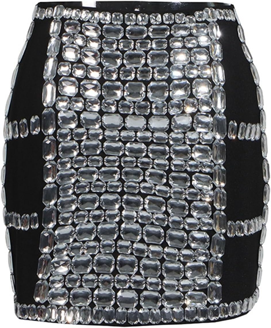 Luxury Diamante Shorts for Women Sexy Hot Party Rave Club Festival Dress Y2K Sparkly Sequin Bodycon Skirt