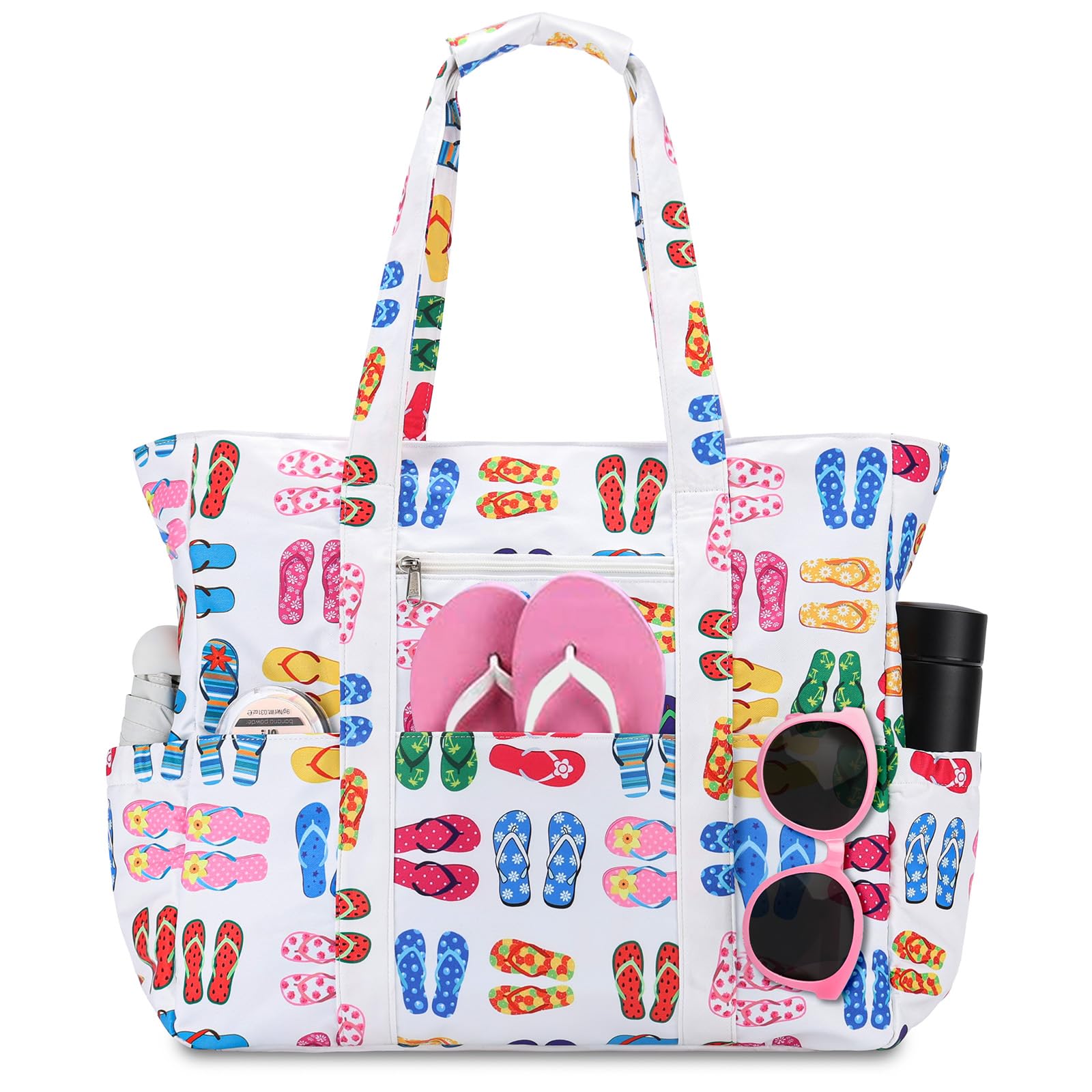 RAVUO Bolso Playa Grande XXL Familiar, Impermeable Bolso Playa Mujer con Cremallera Ligero Bolso Shopper Bolso Tote Bag para Natación, Deporte y Viajes
