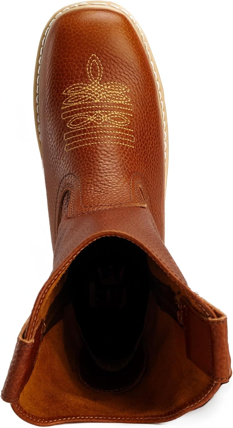 King Welt Santa Fe 11" Wellington Boots: Lightweight Comfort, Square Toe, Pull-On Ease, Full Grain Leather, Durable PU Sole