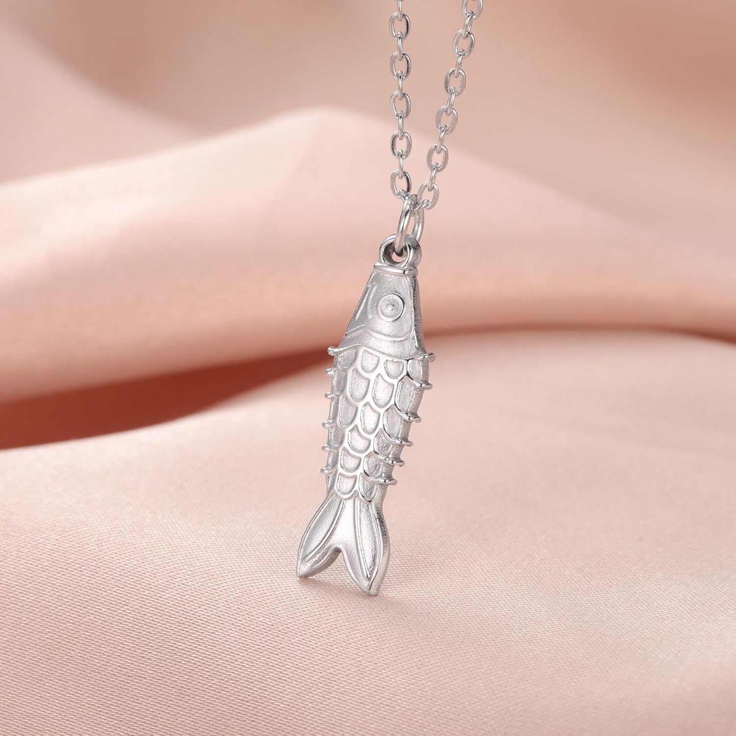 Fish Pendant Necklace for Women Stainless Steel Waterproof Fish Charm Necklace Boho Dainty Summer Ocean Minimalist Jewelry - Image 4