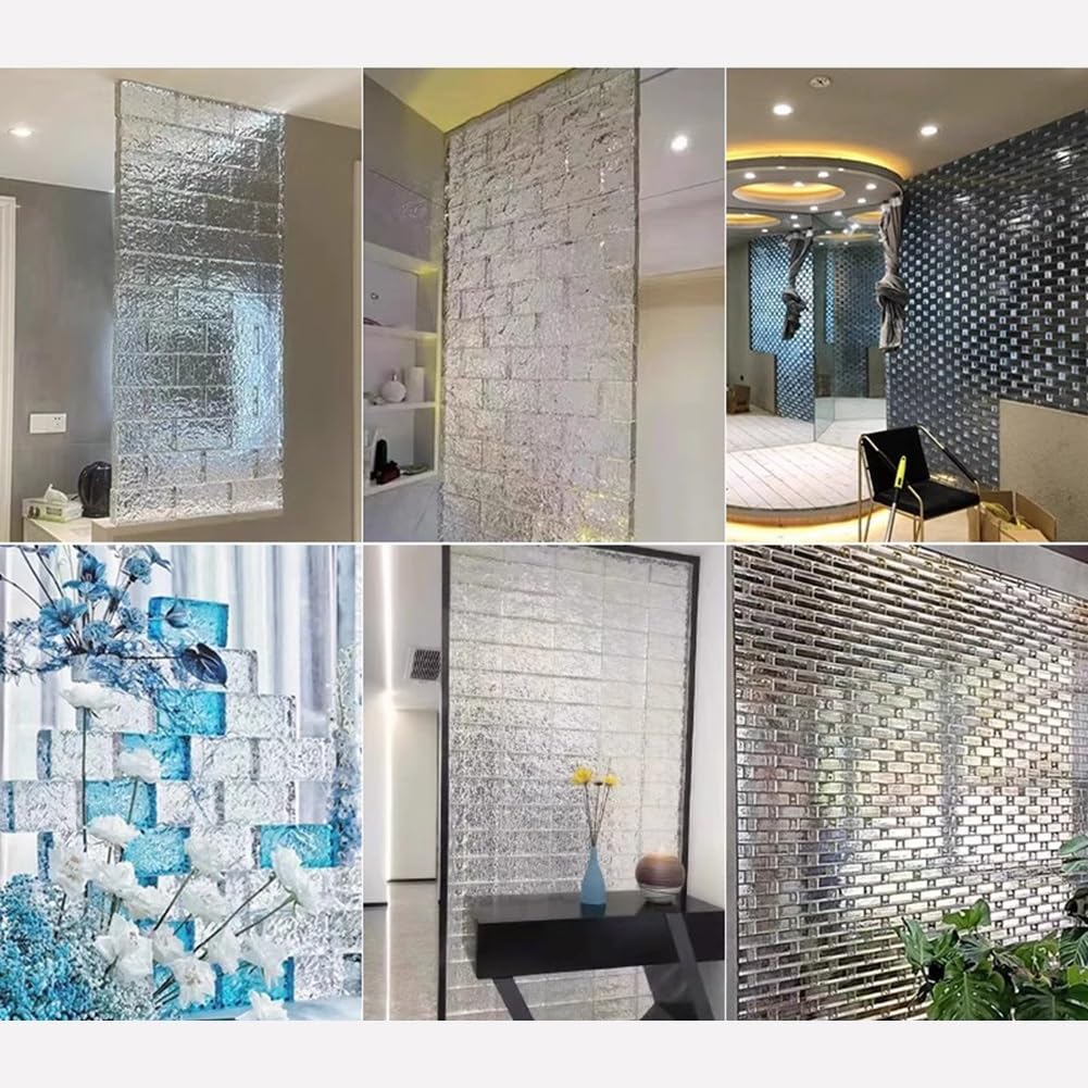 Ladrillo de Vidrio Sólido Transparente, Bloque de Rectángulos Ondulados para Proyectos de Bricolaje, Decoración de Partición de Pared para Hogar y Oficina