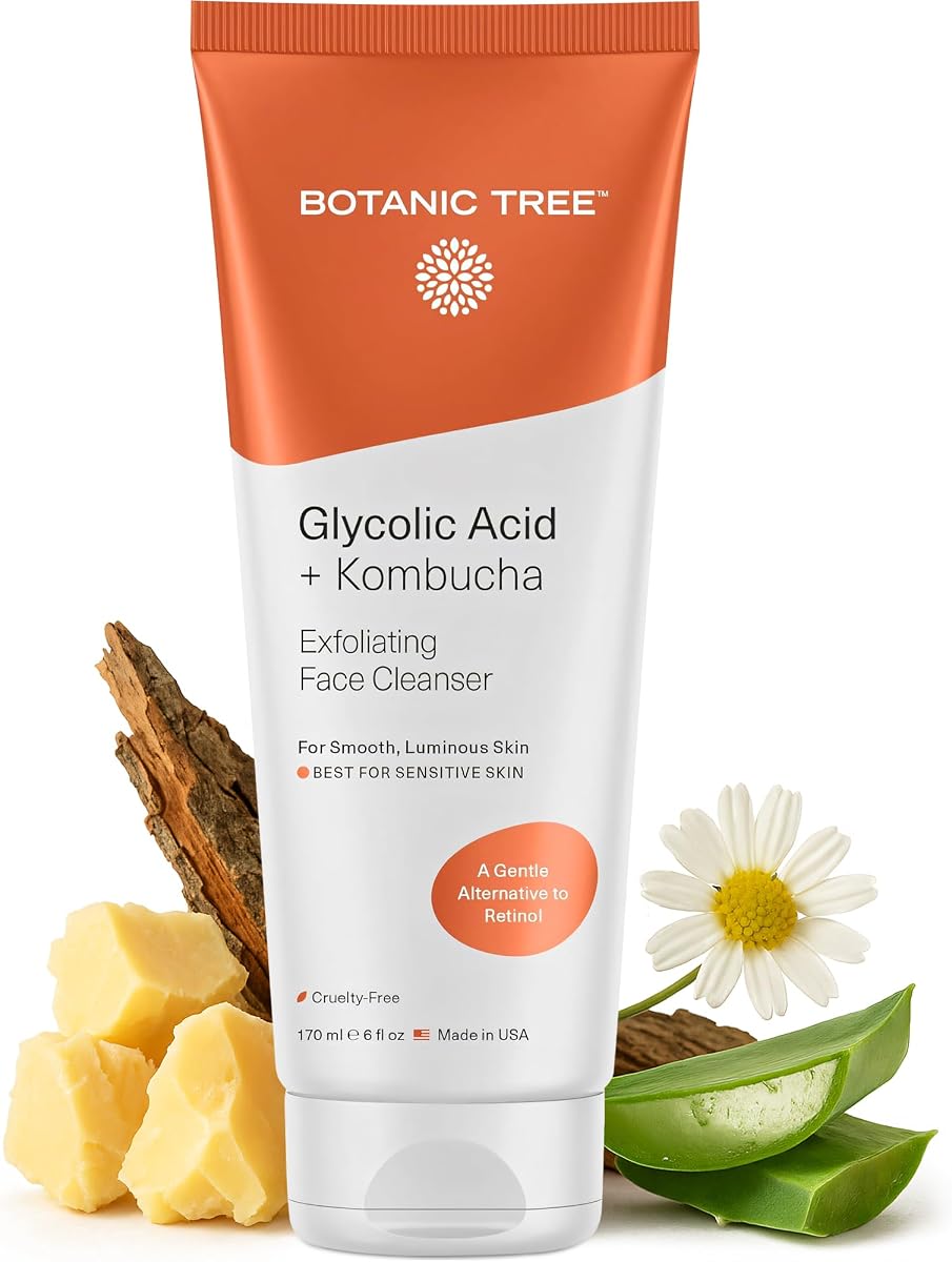 Jabón facial exfoliante con kombucha y ácido glicólico para pieles envejecidas - Limpiador facial para mujeres - Efectos de liporelleno de Kombucha y probióticos y antioxidantes saludables para la piel