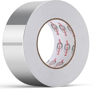 2 Inch x 65 Yard Heavy Duty Aluminum Foil Tape, High Temperature Silver Duct Tape, Self-Adhesive Metal Tape for HVAC, Exhausts Duct and Metal Repair,3.2MIL