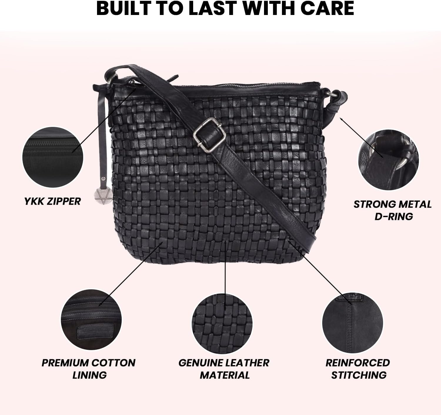 Genuine Leather Crossbody Sling Bag for Women, Purse for Women Trendy Casual Office Bag with Adjustable Strap - Image 5