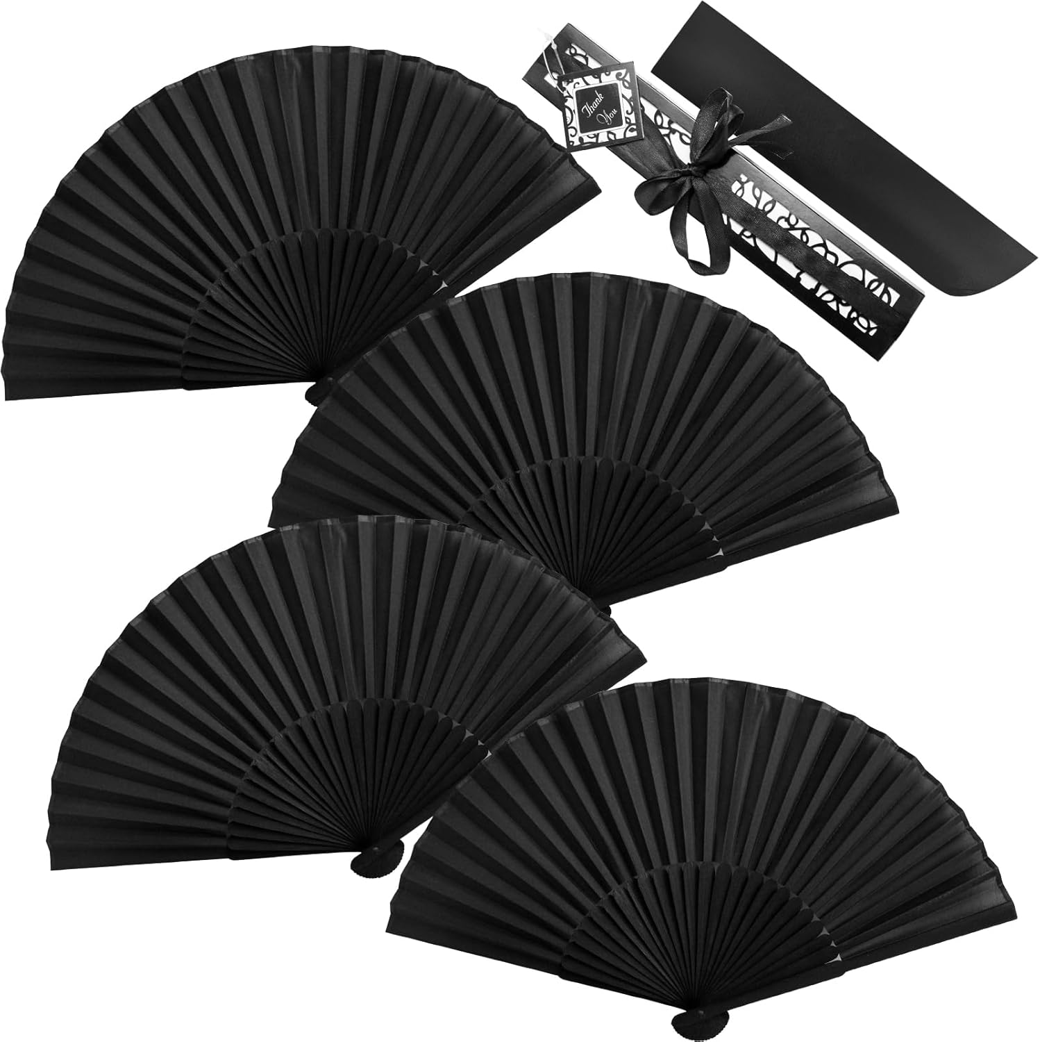 Jeyeou 4 Pack Silk Folding Fan,Handheld Fans Hand Held