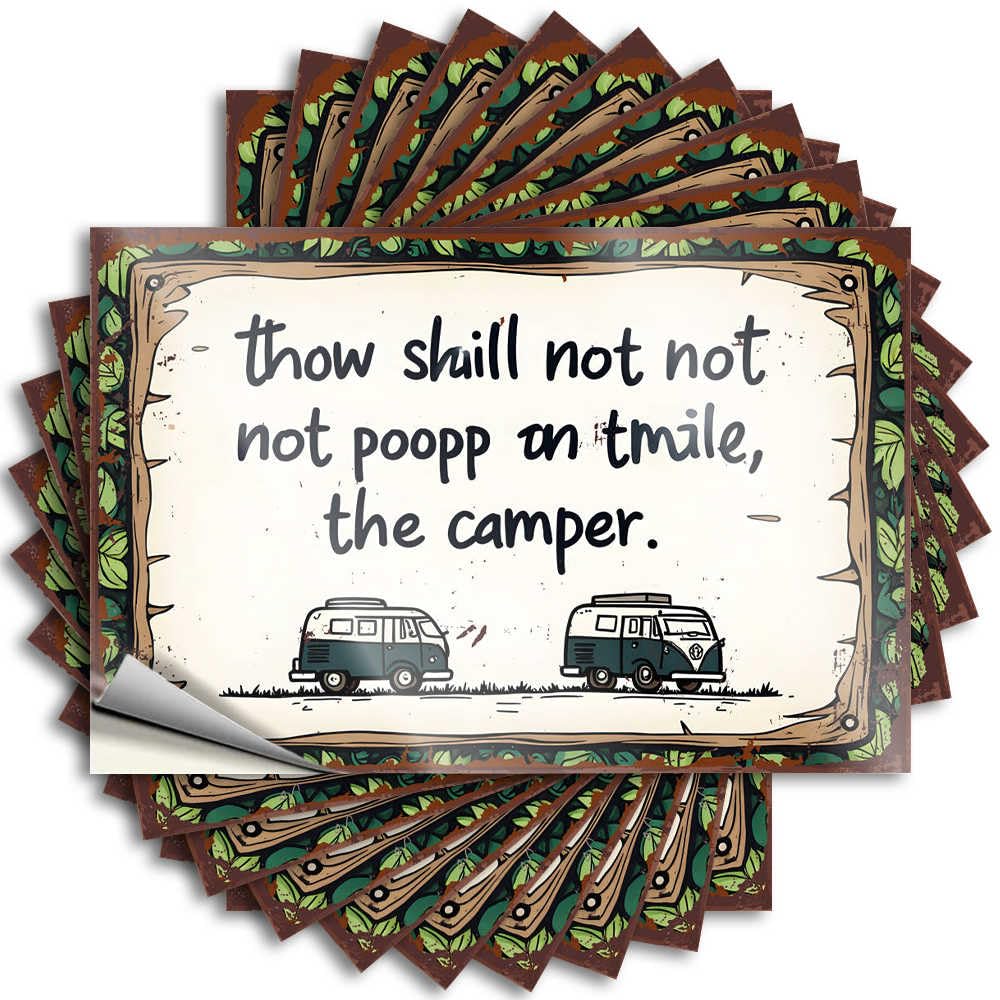 Tattoos Plain Silicone Bookish Bumper Camper Rules: Thou Shalt Not Poop On Thy Mile - Scratch Resistant Stickers(8X12CM)