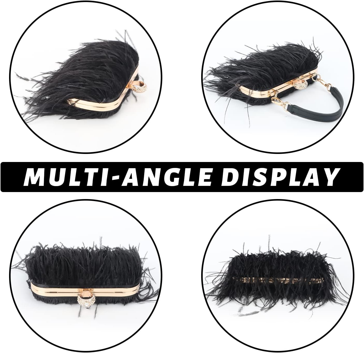 KUANG! Real Natural Ostrich Feather Clutch Evening Bag Fashion Handbag Purse for Banquet Party - Image 4