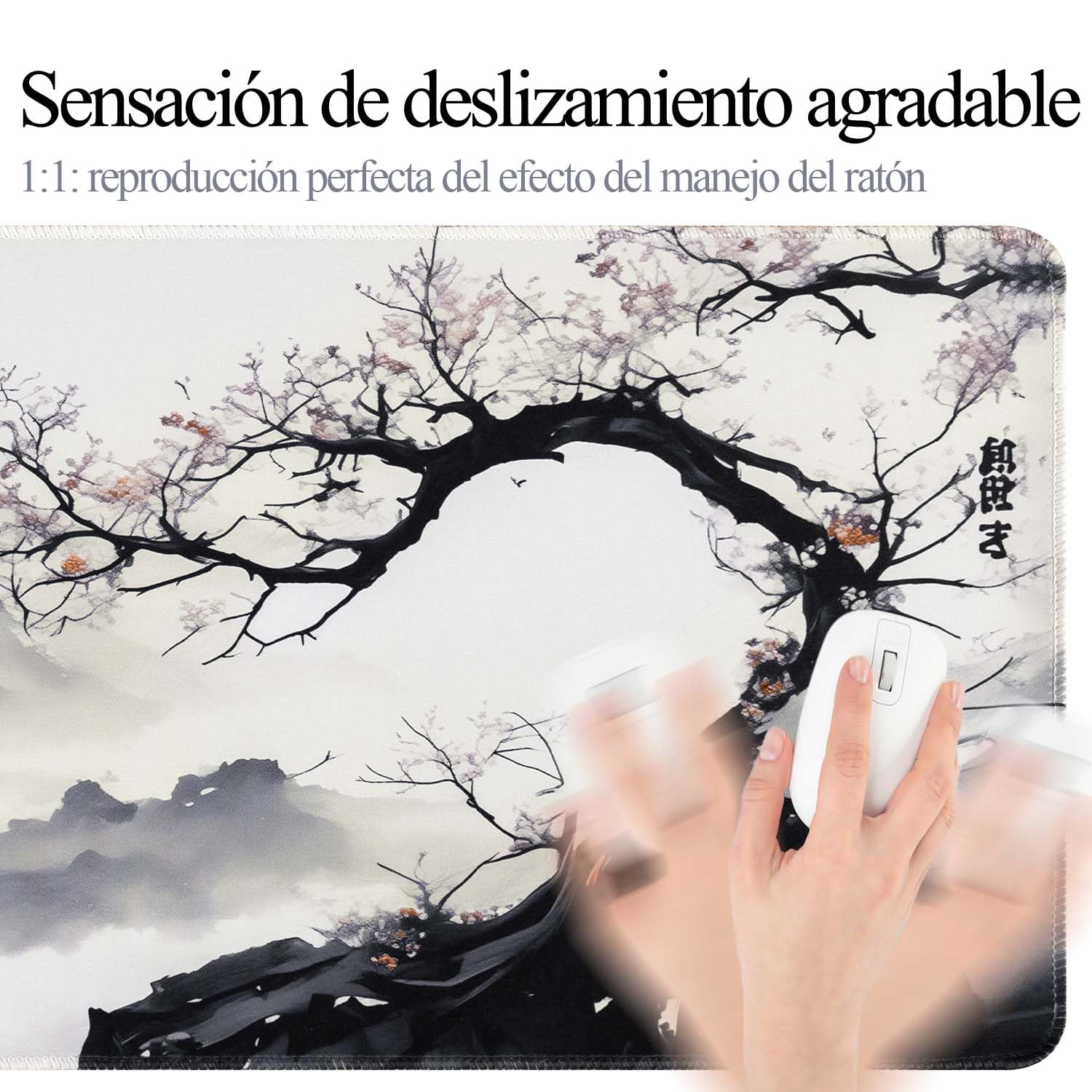 Alfombrilla Ratón XXL Japonesa Grande Gaming 900 x 400 mm, Alfombrilla Escritorio Antideslizante con Base de Goma, Mousepad Bordes Cosidos Impermeable para Oficina Ordenador Juegos&Tapete