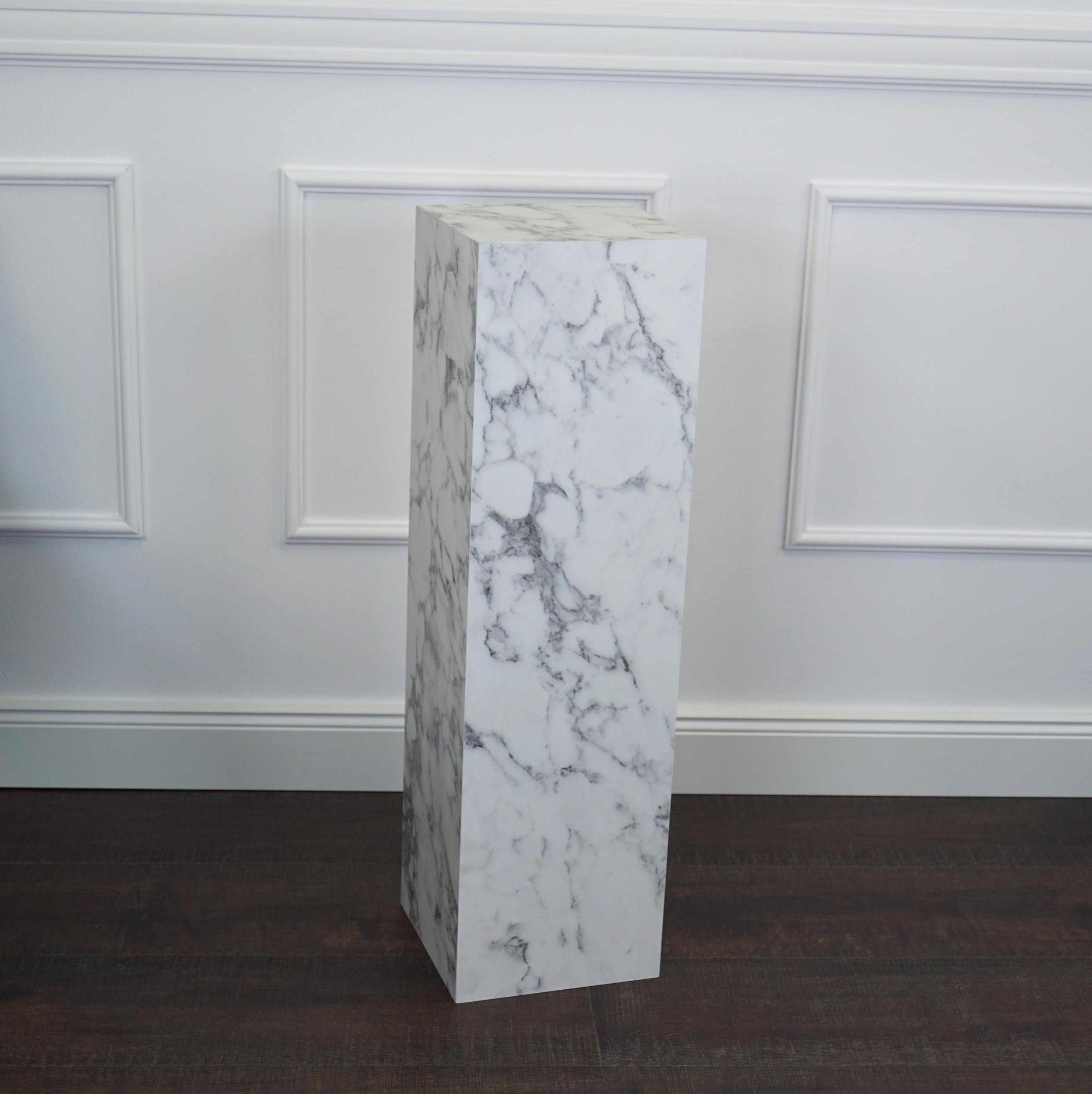 Pilastro per fiori, Colonna, Colonna decorativa, Piedistallo, Ilja, Marmo Bianco, 20 x 20 x 90 cm