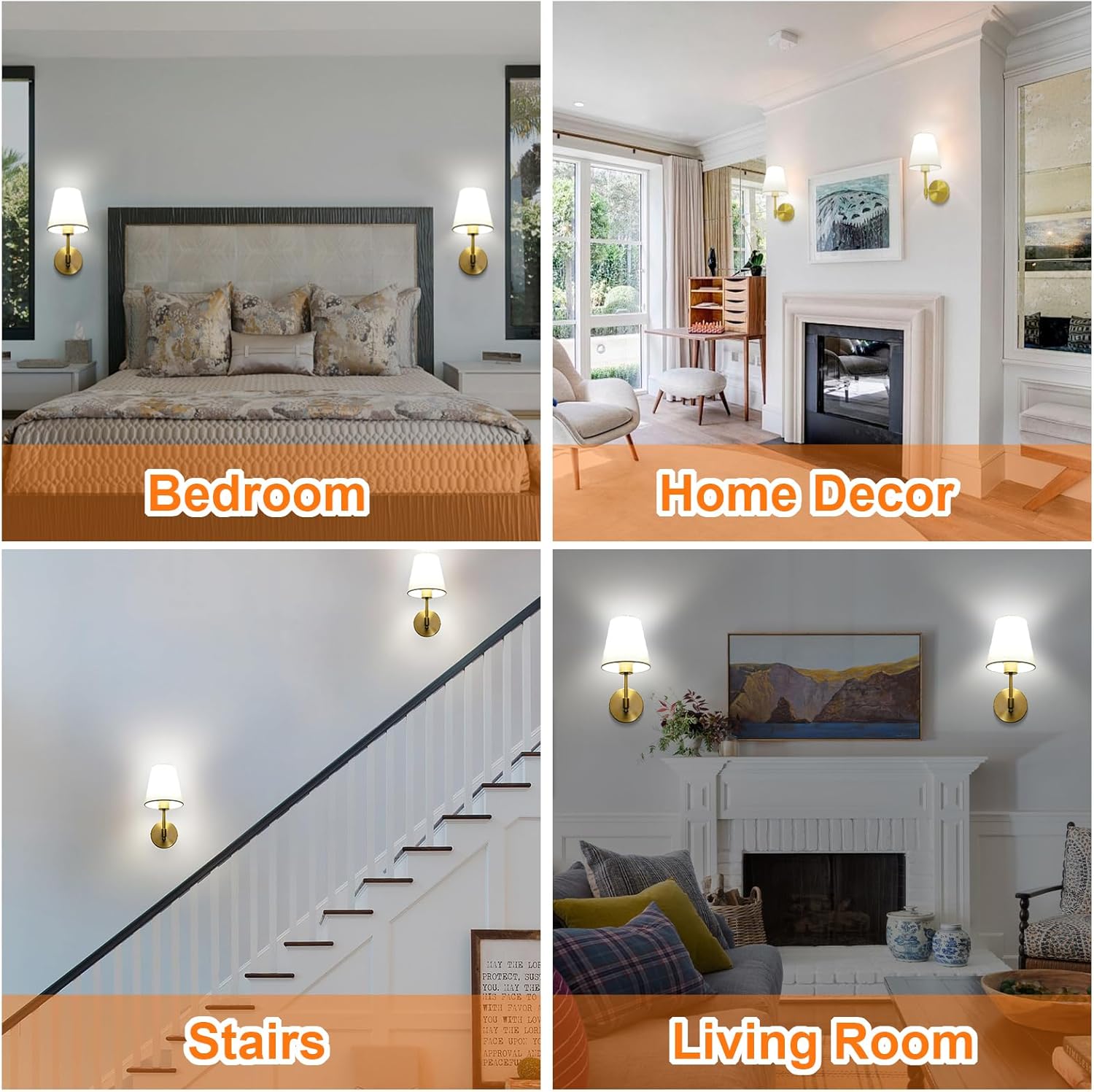 JackonLux Battery Powered Sconces Set of 2, Dimmable Wireless Wall Light with 2600 mAh RGBW Detachable Rechargeable Bulbs and Remote for Bedroom, Living Room and Hallway (Gold, 16.5 Inch)