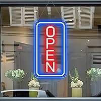 Vista 7 de Ultra Bright LED Open Signs for Business, 16’’x 9’’ Neon Open Sign, Vertical Light up Sign with ON/OFF Switch adapter for Window Bars Cafes Hotels