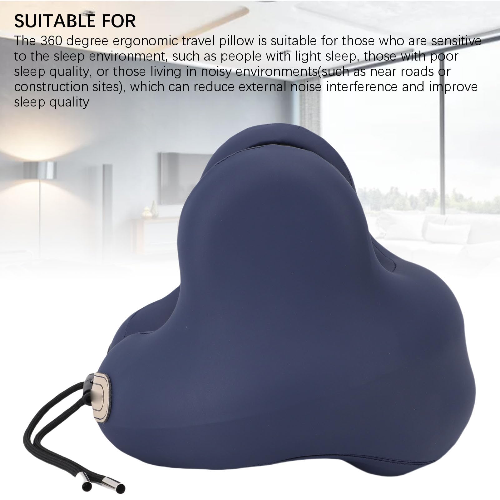flexman Almohadas de Viaje para el Cuello, Soporte Ergonómico de 360° Almohada de Siesta de Viaje Multifuncional con Orejeras de Reducción de Ruido para Coche Tren Oficina Hogar