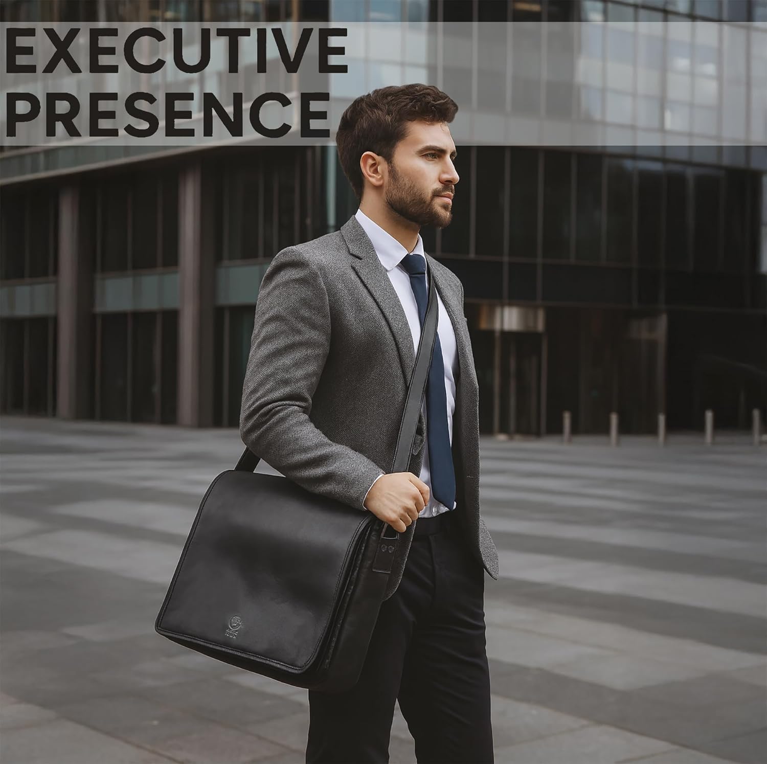 Leather Messenger Bag for Men 16" Full Grain Leather Laptop Bag Vintage Crossbody Office Satchel Travel Shoulder Bag - Image 2