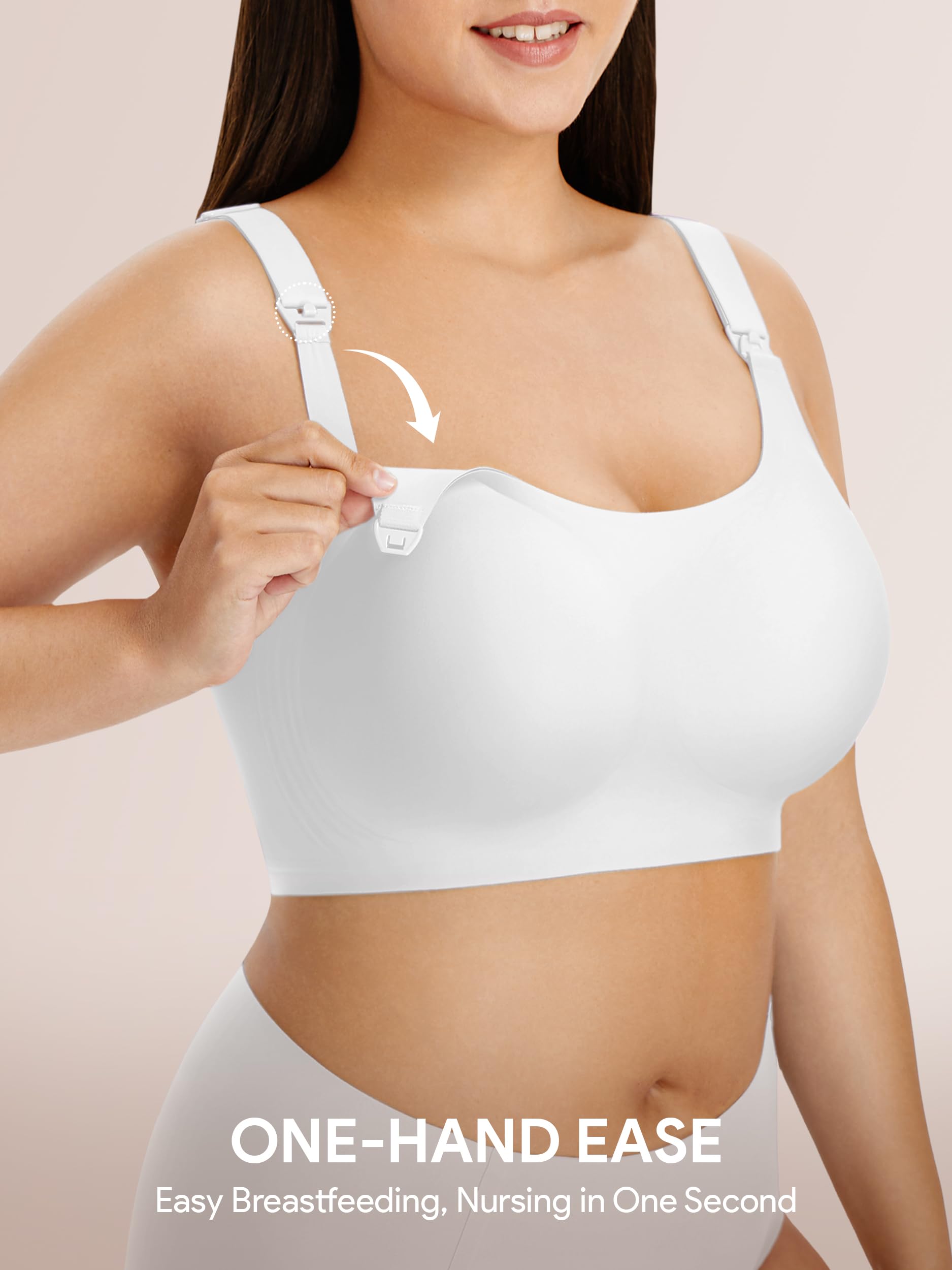 Angelhood Brasier de lactancia sin costuras para mujer, sin varillas, cobertura completa, brasier de lactancia con extensor extra
