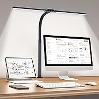 Vista 1 de LED Desk Lamp for Home Office, Eye-Caring Desk Light with Clamp, 24W Double Head Architect Task Lamp Stepless Dimming, Flexible Gooseneck Bright