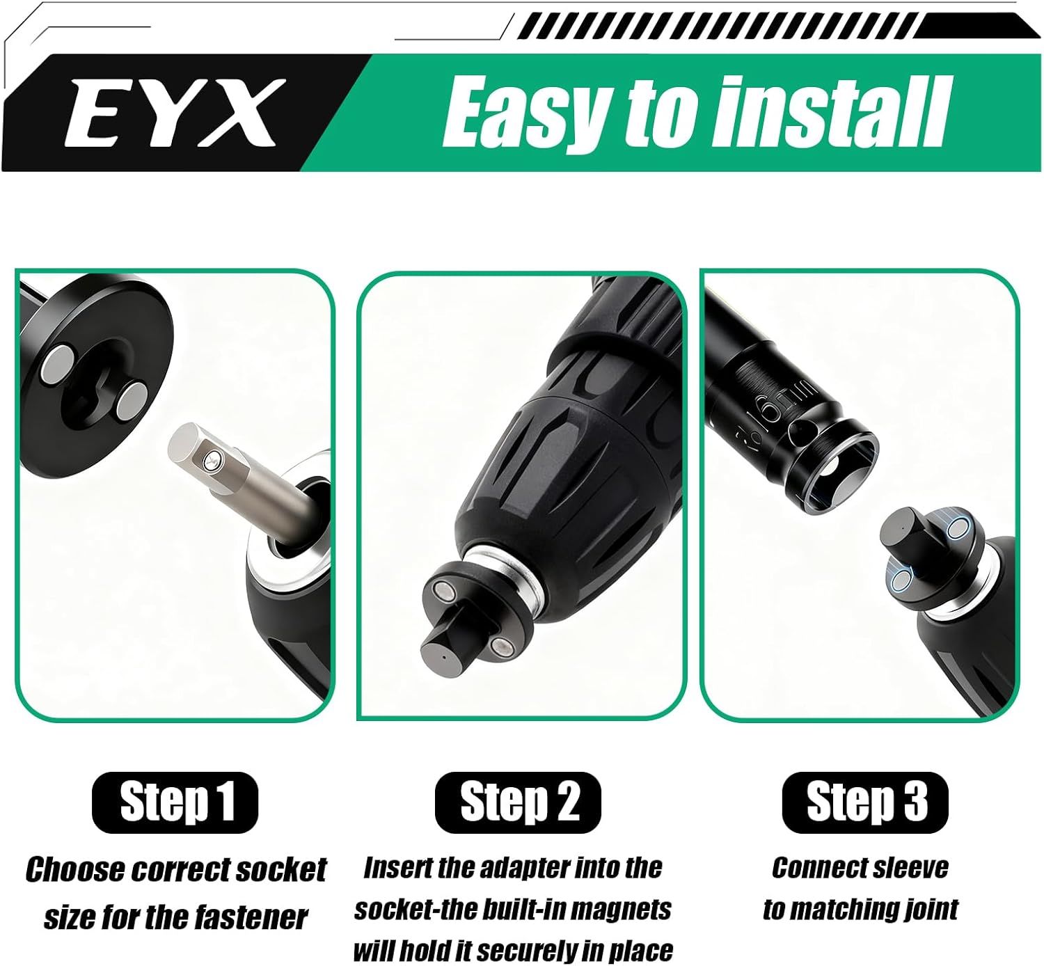 Socket Adapter Set, 4PC Low Profile Impact for Tight Spaces - Fits Square Head 1/2" 1/4" 3/8" Hex Key Socket Wrench & AD Connecting Rod, Includes Drive Converters