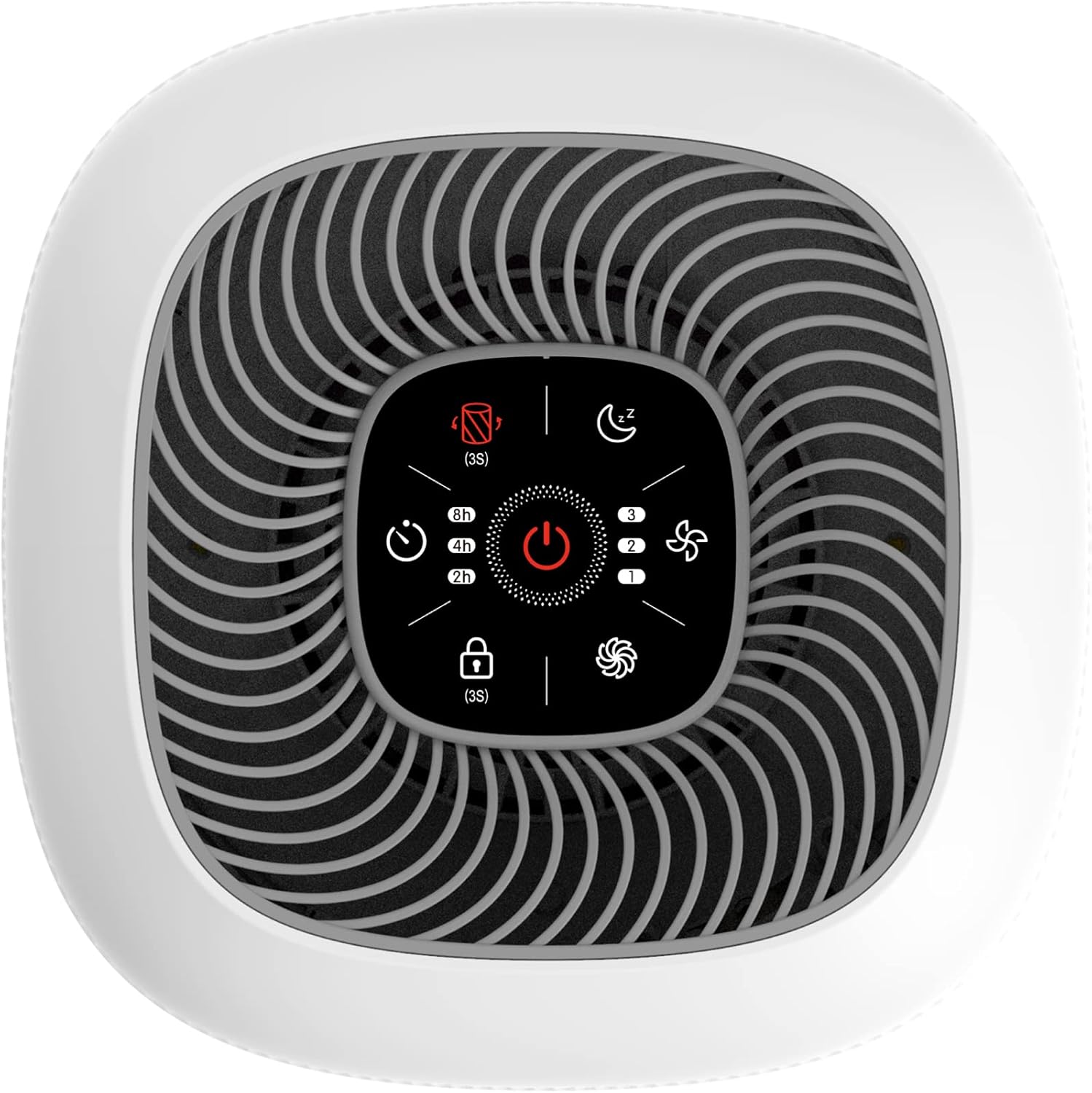 Amazon Basics Air Purifier top view ngephaneli yokulawula