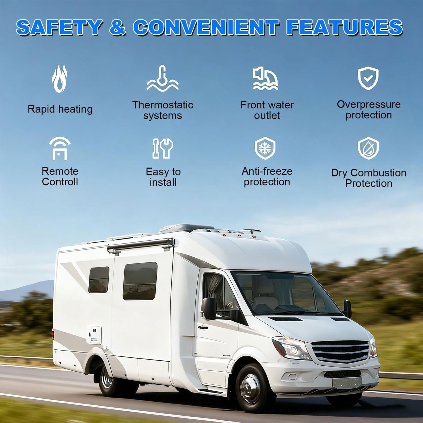 Scaldabagno Senza Serbatoio for Camper, Acqua Calda istantanea su Richiesta a Gas propano da 55.000 Btu, Porta da 15x15 Pollici, Telecomando,Alimentatore CC 12V,for Camper,roulotte da Viaggio(White)