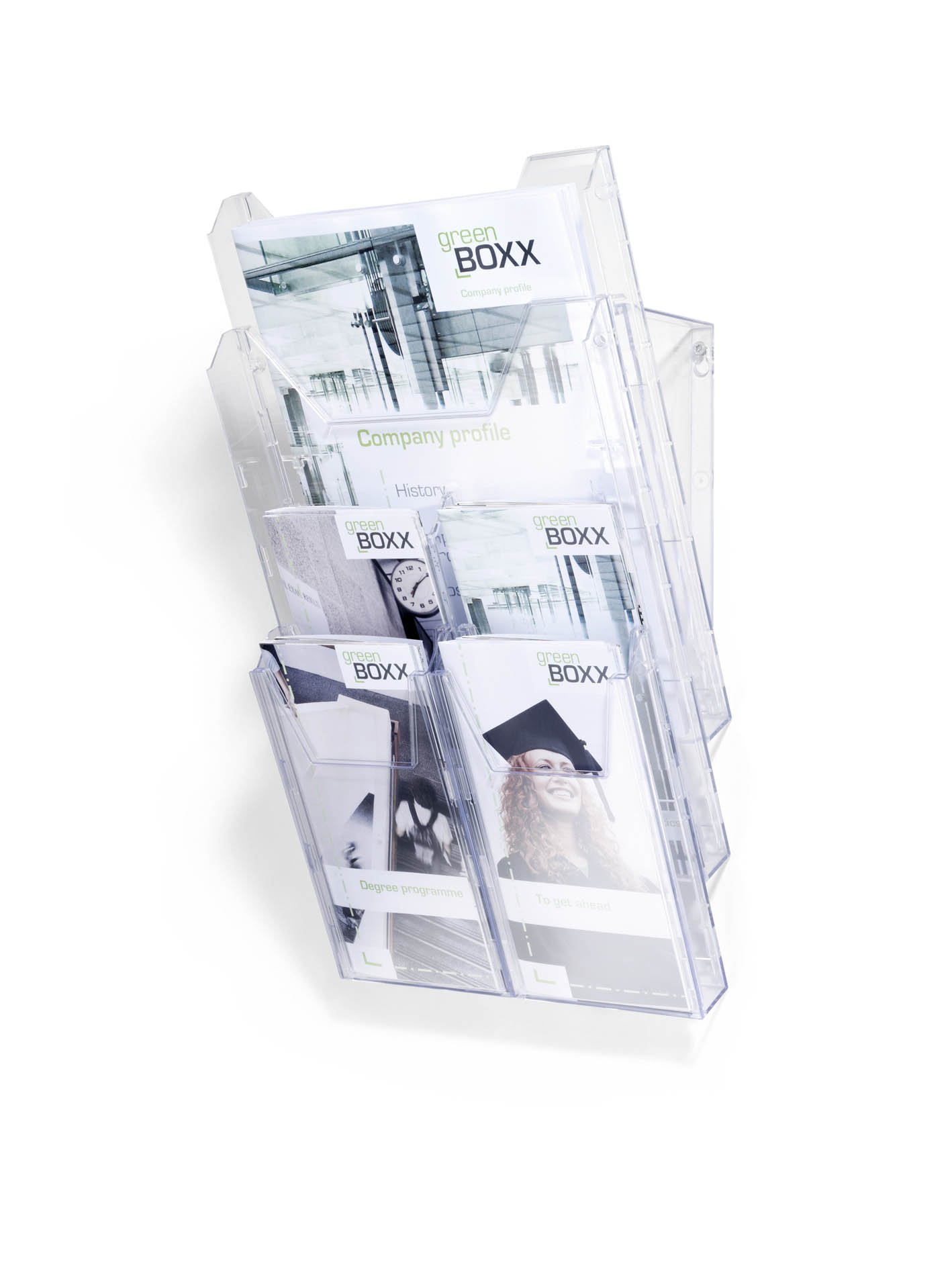 Durable Prospektspender-System Combiboxx Pro, für DIN A4 und 1/3 A4 Formate, für Tisch- und Wandanwendung, transparent, 861319