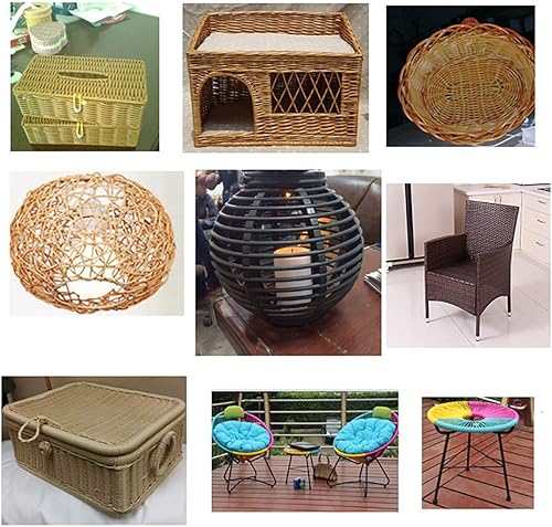 Miniatura 4 de Queenbox Ratán sintético plano de 0.3 pulgadas x 196 pies, materiales de reparación de ratán de plástico PE de 0.315in para tejer bricolaje,