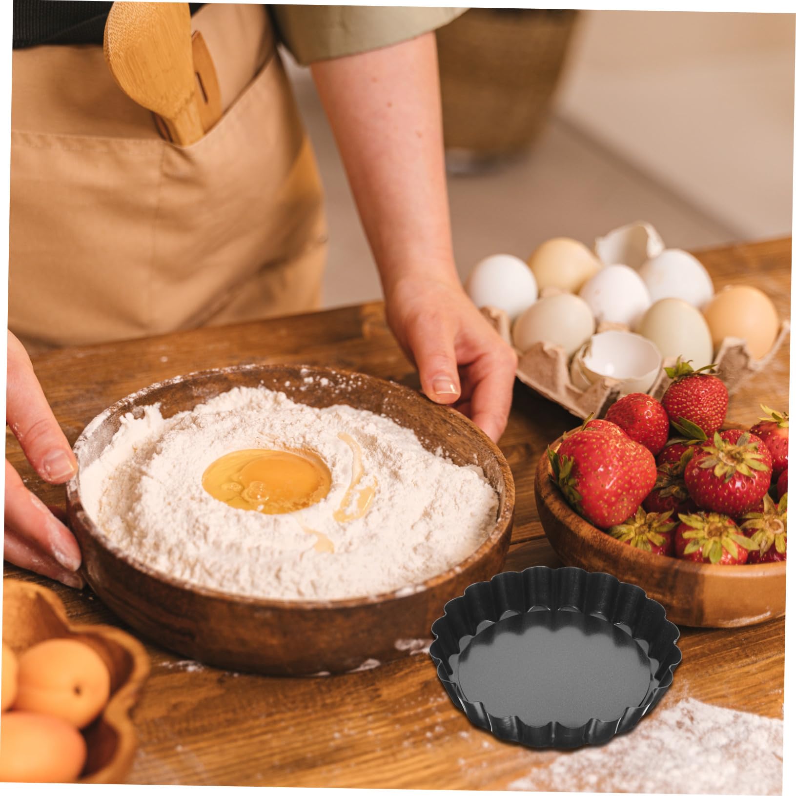 VALICLUD 8pièces Moules à Tartelettes Rondes Antiadhésifs à Fond Amovible pour Mini-gâteaux et Tartes