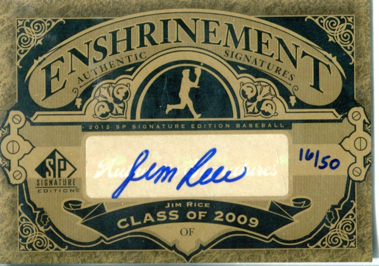 Jim Rice 2012 Enshrinement Upper Deck Autographed Card 16/50 - MLB Autographed Baseball Cards