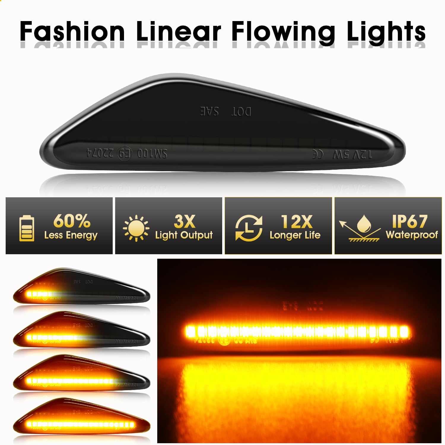 WinPower LED Lampade Indicatori Direzione Laterali Luci Frecce Compatibile con Mazda Atenza GH Premacy CW MX-5 RX-8, ecc, 2 Pezzi