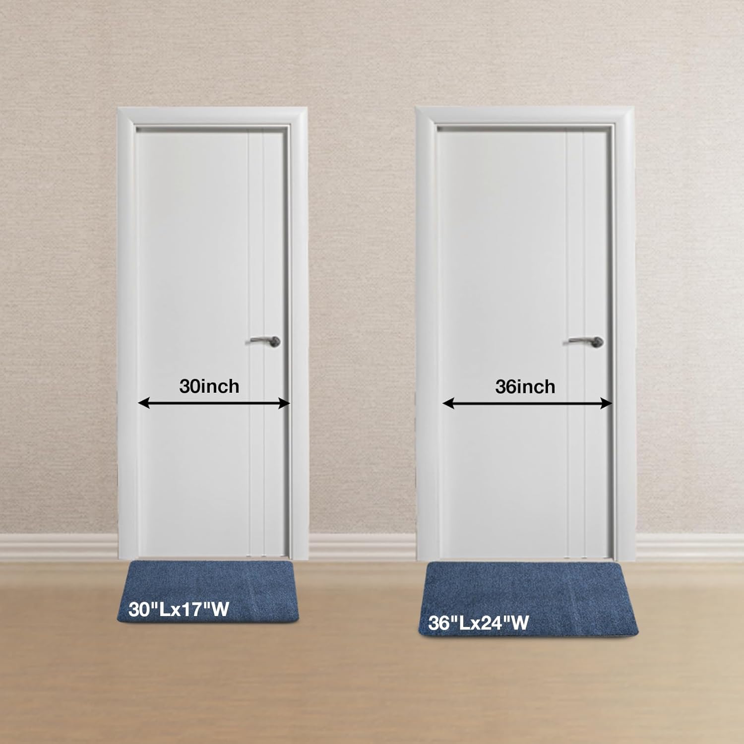 Neiza Door Mats-Thin Indoor Doormat-3' X 2' Large Front Door Mat for Outside-Non-Slip Entryway Rug-Low Profile Absorbent Doormat for Entryway Patio, Porch Garage, 36'' X 24'' Blue 2' x 3' (Rectangular)