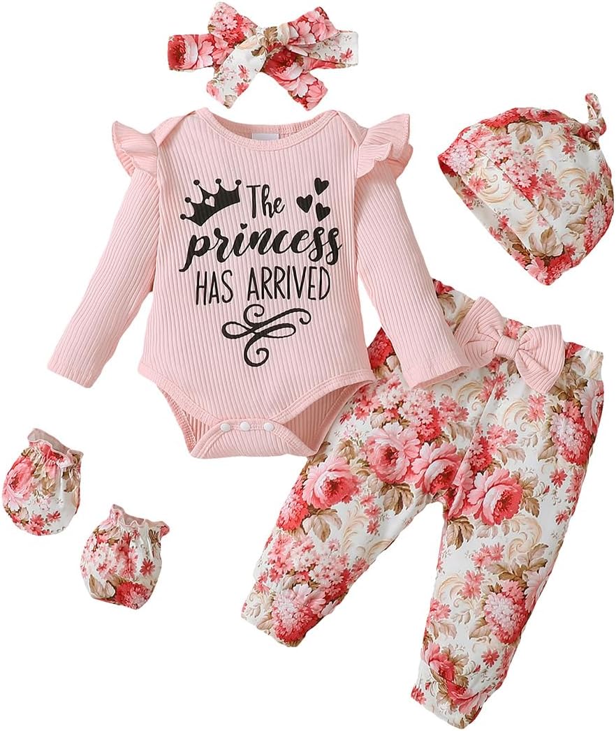 Newborn Baby Girl Clothes Daddy's Princess Ruffle Long Sleeve Tops Floral Pants Infant Fall Winter Outfits Gifts Set