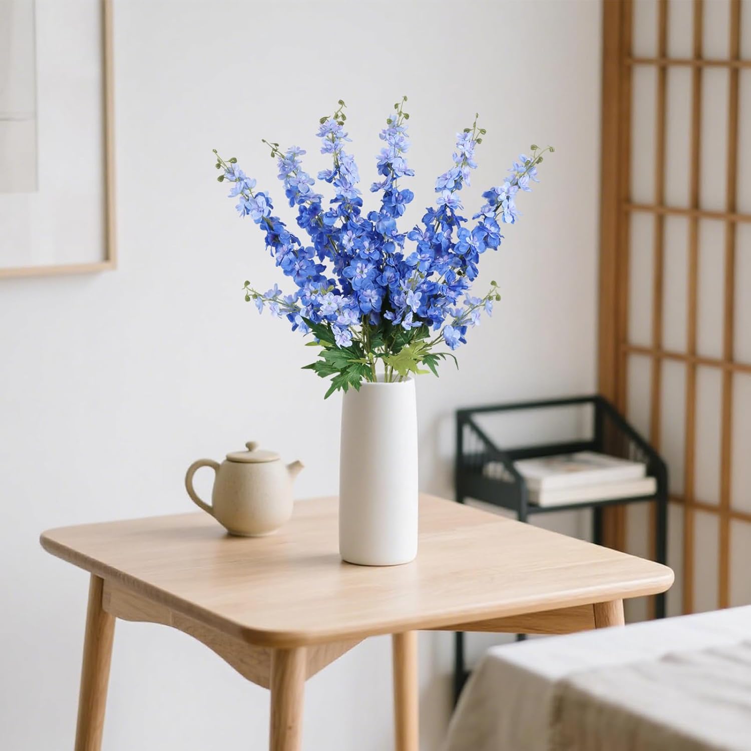 6Pcs Blue Delphinium Artificial Flowers 37.4’’ Faux Silk Larkspur Flowers Long Stem Artificial Flowers for Tall Vase Table Home Wedding Party Garden Decor(Blue)