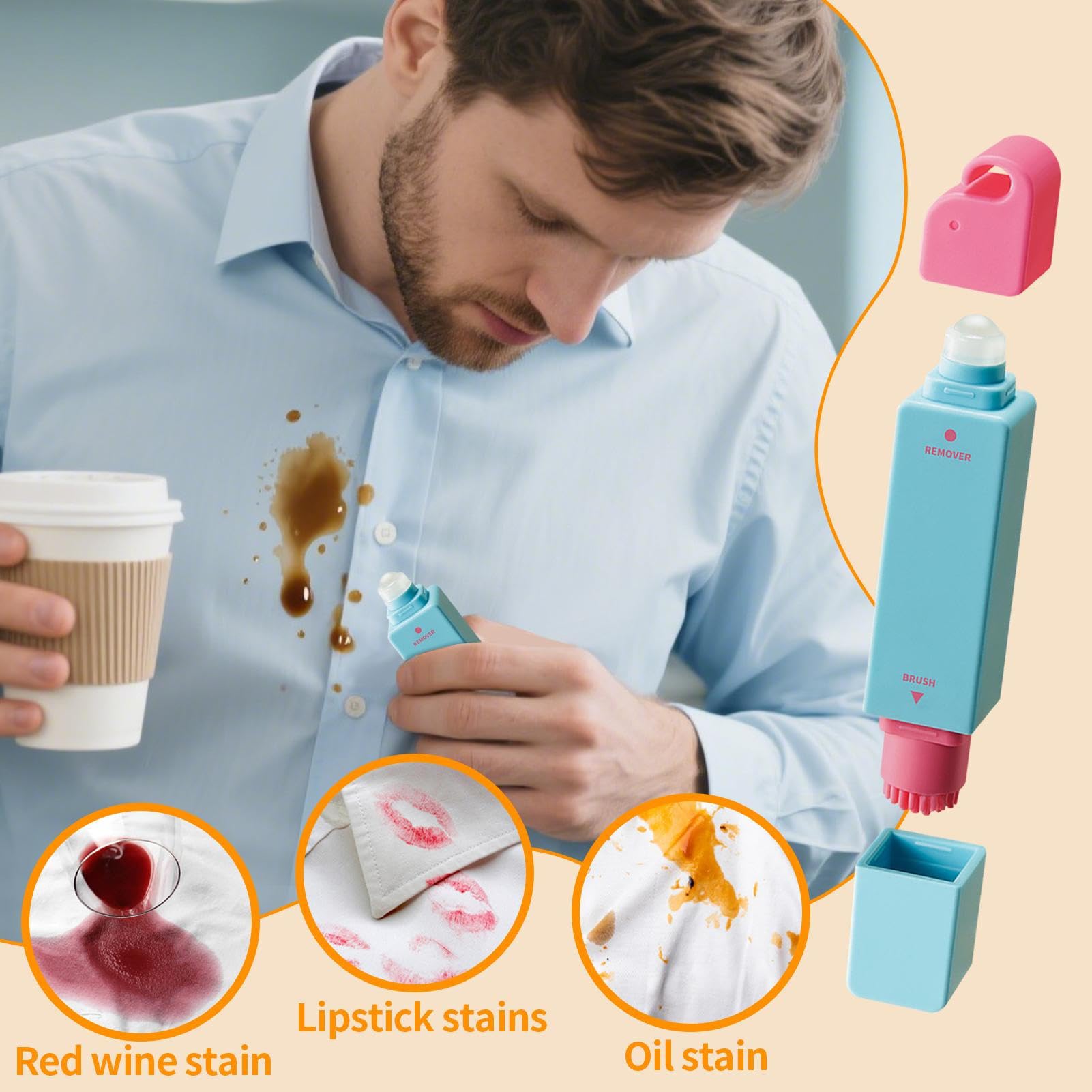 Lápices de manchas portátiles - Limpiador de manchas de lavandería, herramienta de eliminación de puntas, palos de fórmula de limpieza rápida, juego de bolígrafos para ahorro de camisas para empacar