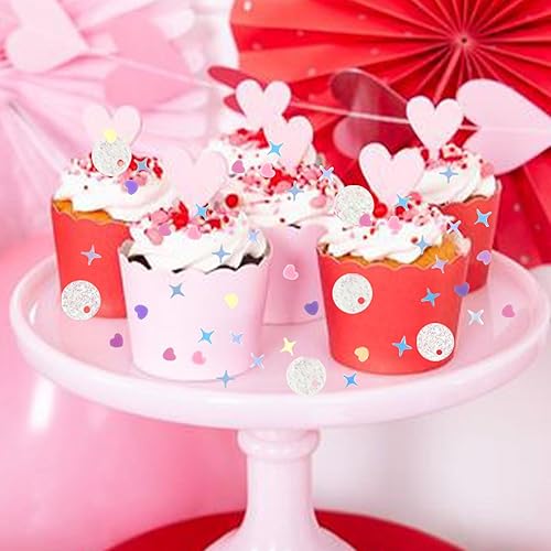 Miniatura 3 de 500 unidades de confeti de estrella rosa con confeti para mesa de bebé, niño, niña, boda, cumpleaños, baby shower, niños y niñas, suministros de