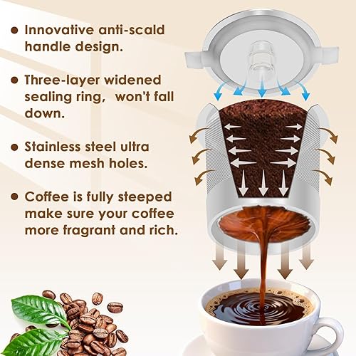 Miniatura 2 de Paquete de 2 filtros de café reutilizables K Cups con cafetera Keurig 1.0 y 2.0, cápsulas de café reutilizables de acero inoxidable con asas