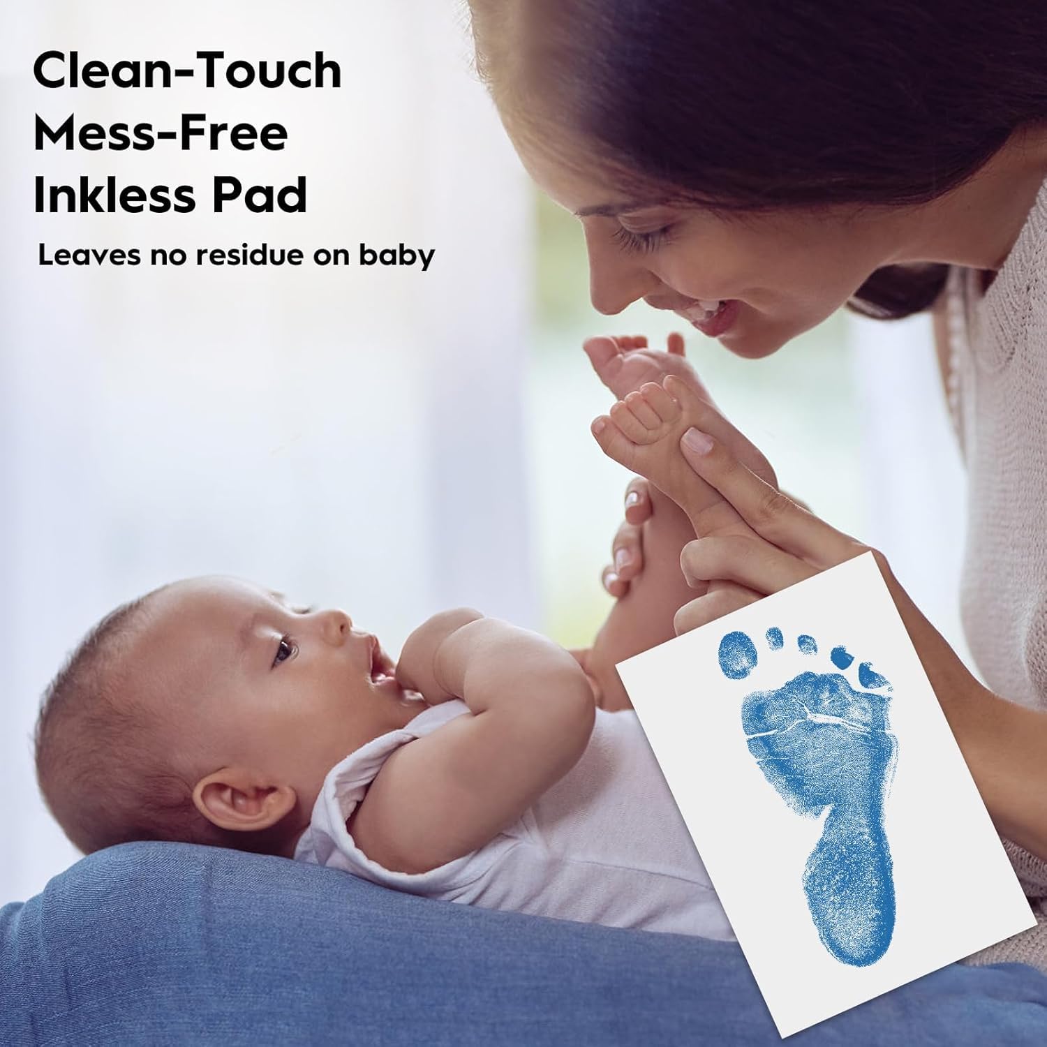 TATUNER Baby Hand and Footprint Kit Inkless - Mess Free Ink Pad, Paw Print Kit for Dogs and Cats, Safe Clean Touch Ink Pads for Newborn Handprints (Lake Blue, 0-6 Months) (Lake Blue, 0-6 Months) - Image 2