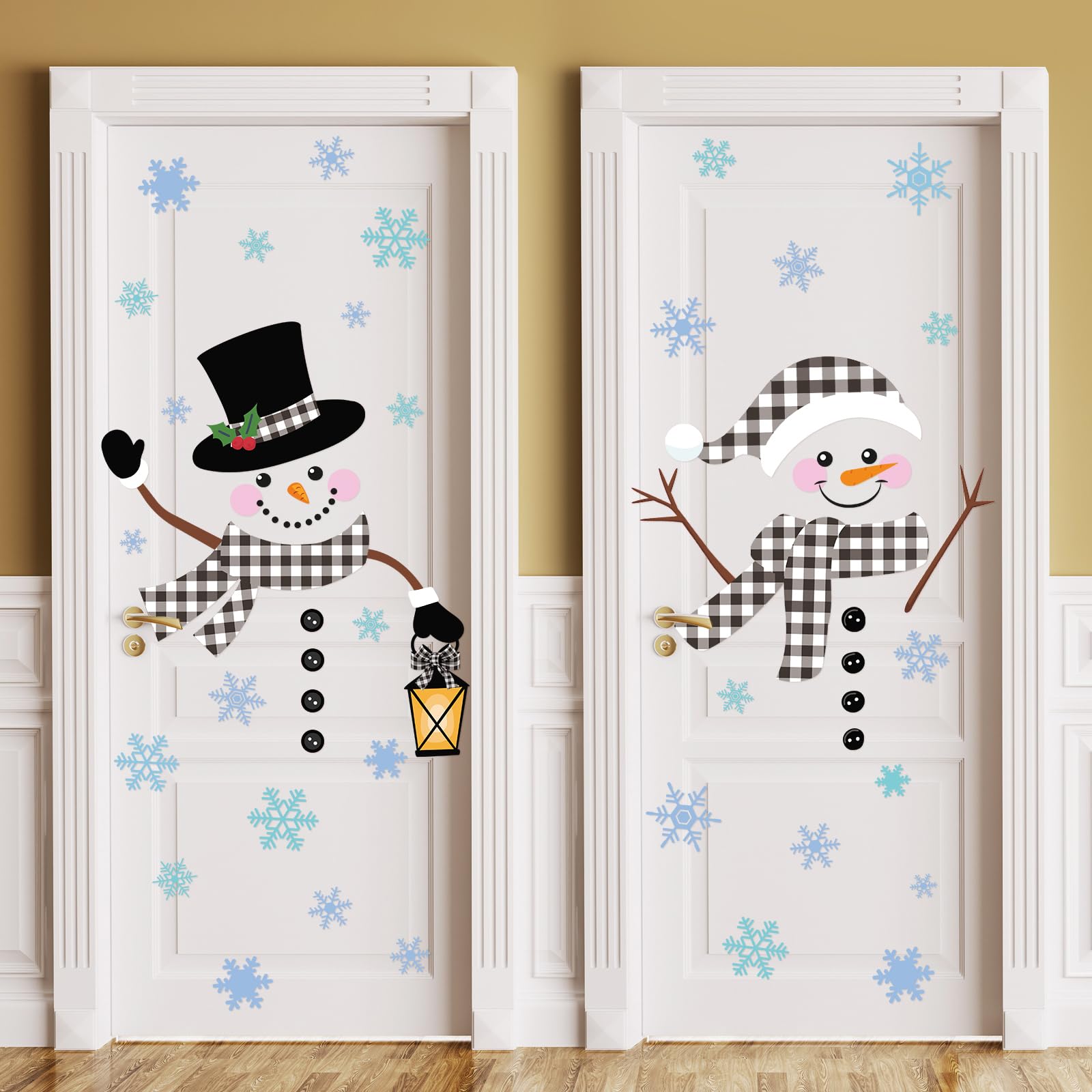 Autocollants De Porte Noël Motif Bonhomme De Neige - Lot De 6 Feuilles En PVC, Repositionnables - Pour Fenêtre, Réfrigérateur, Décoration Intérieure