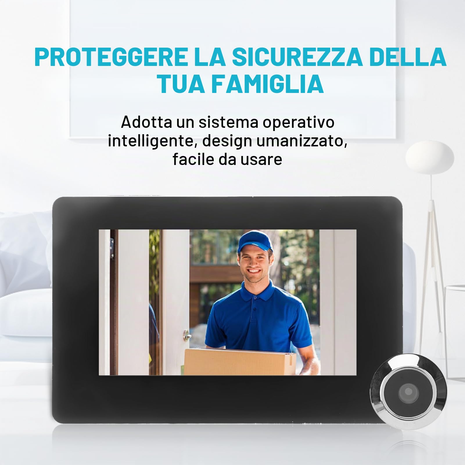 Spioncino Digitale da 4,3 Pollici, Videocamera Per Campanello con Schermo a Colori TFT da 1 MP Campanello Per Spioncino Impermeabile Per Casa