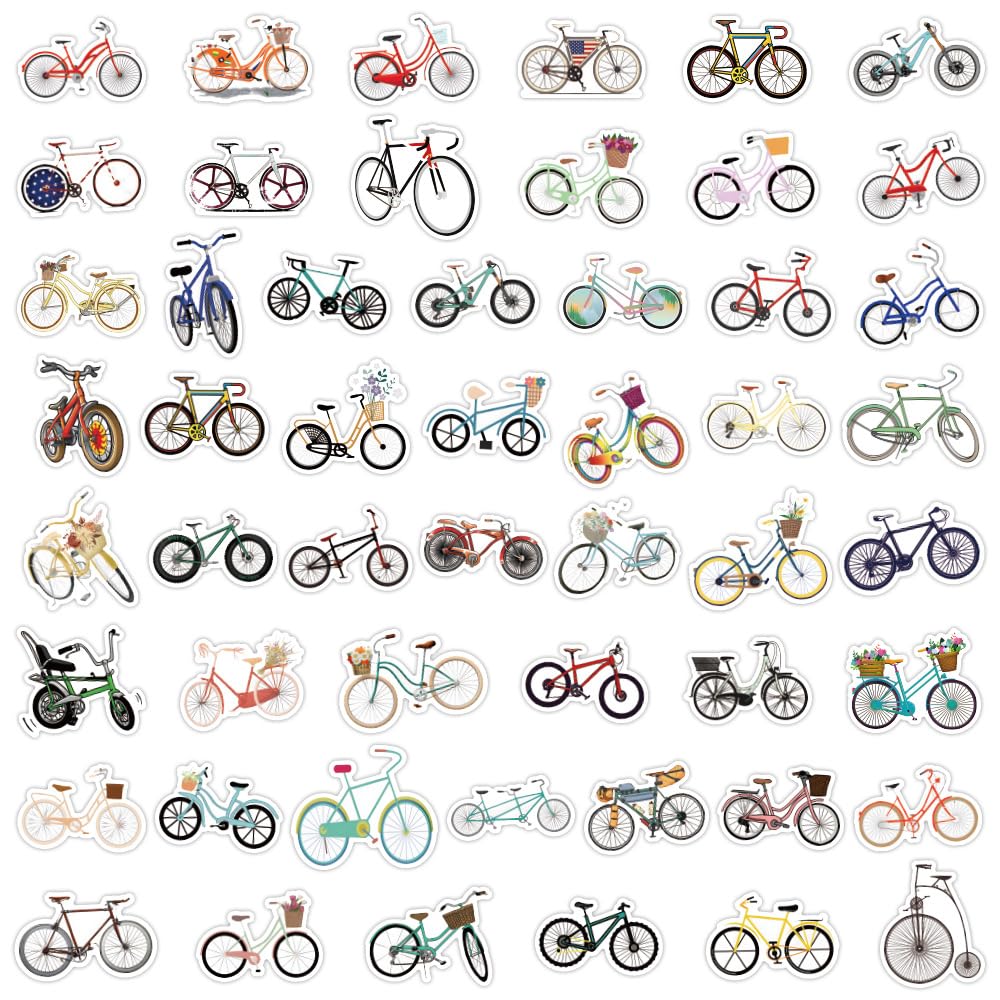 retro rennrad aufkleber AUCEKO 100 Stück Retro-Fahrrad Pack - Wasserdichte Vinyl Sticker Set für Laptop, Kinder, Autos, Motorrad, Skateboard, Gepäck, Koffer, Computer Akkupack:Normal BMX-Lenker Time RXS Speed Pedals