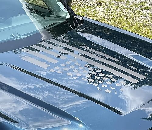 Miniatura 2 de Calcomanía de vinilo con la bandera estadounidense envejecida hecha para el capó de Ford Bronco Sport 2021 2022 2023 2024 | Adhesivo de vinilo con