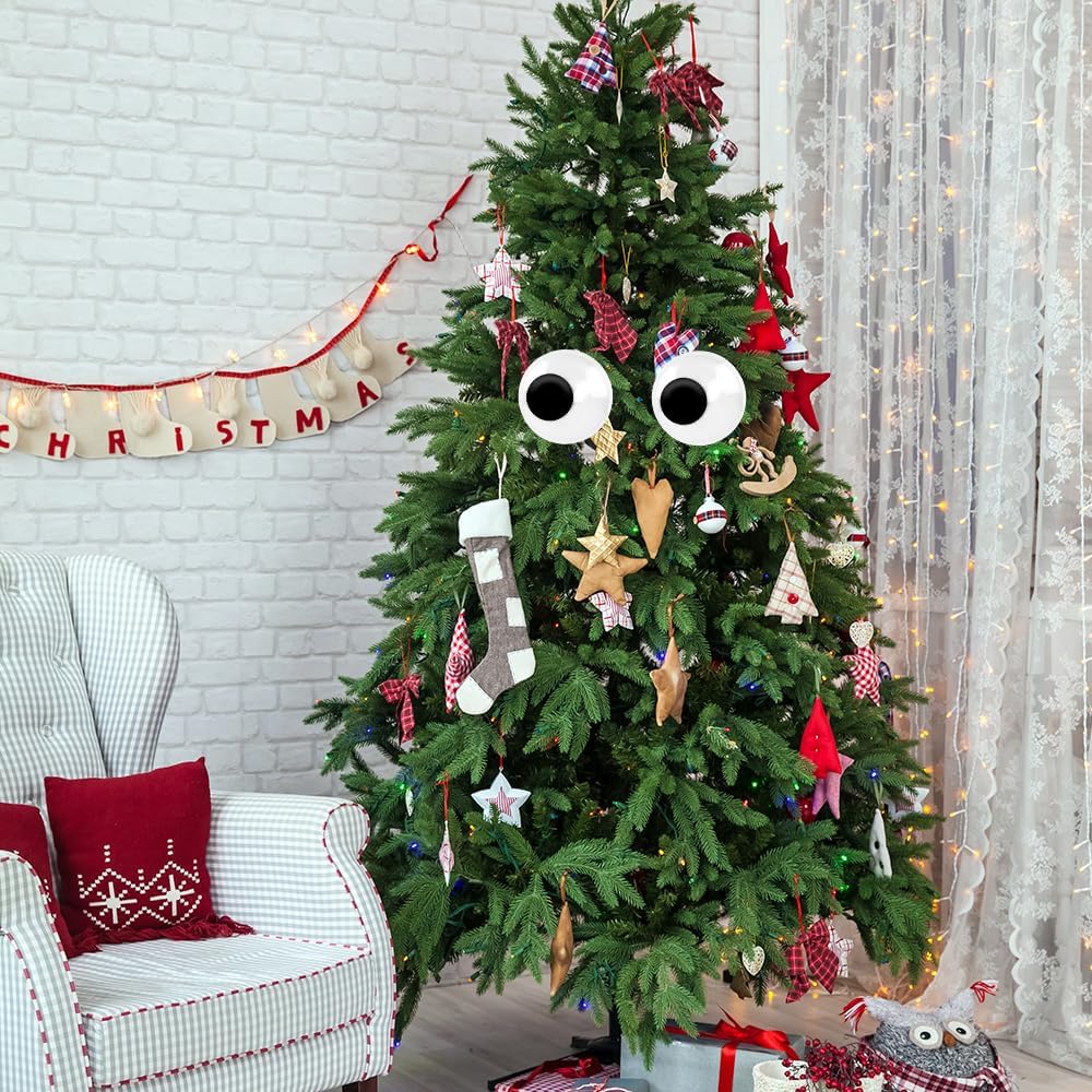 6 Inch Giant Googly Eyes, 2 PCS Large Wiggle Eyes Plastic Wiggle Googly Eye Self Adhesive Eyeball Stickers Black White Big Googlys Eye for DIY Crafts Halloween Christmas Tree Party Decorations