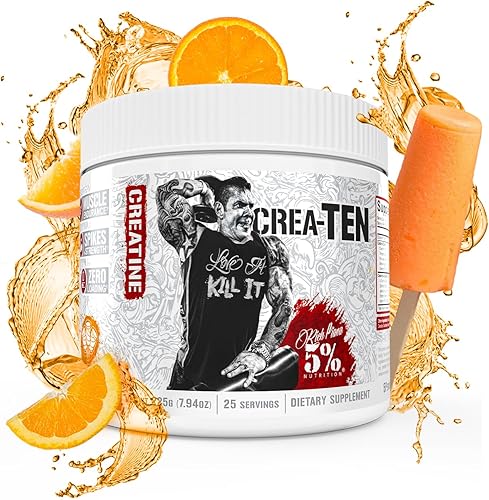 Vista 5 de 5% Nutrition CreaTEN Creatine Complex + Accelerators Creatina en polvo saborizada para ganancia muscular Máxima potencia, fuerza, resistencia