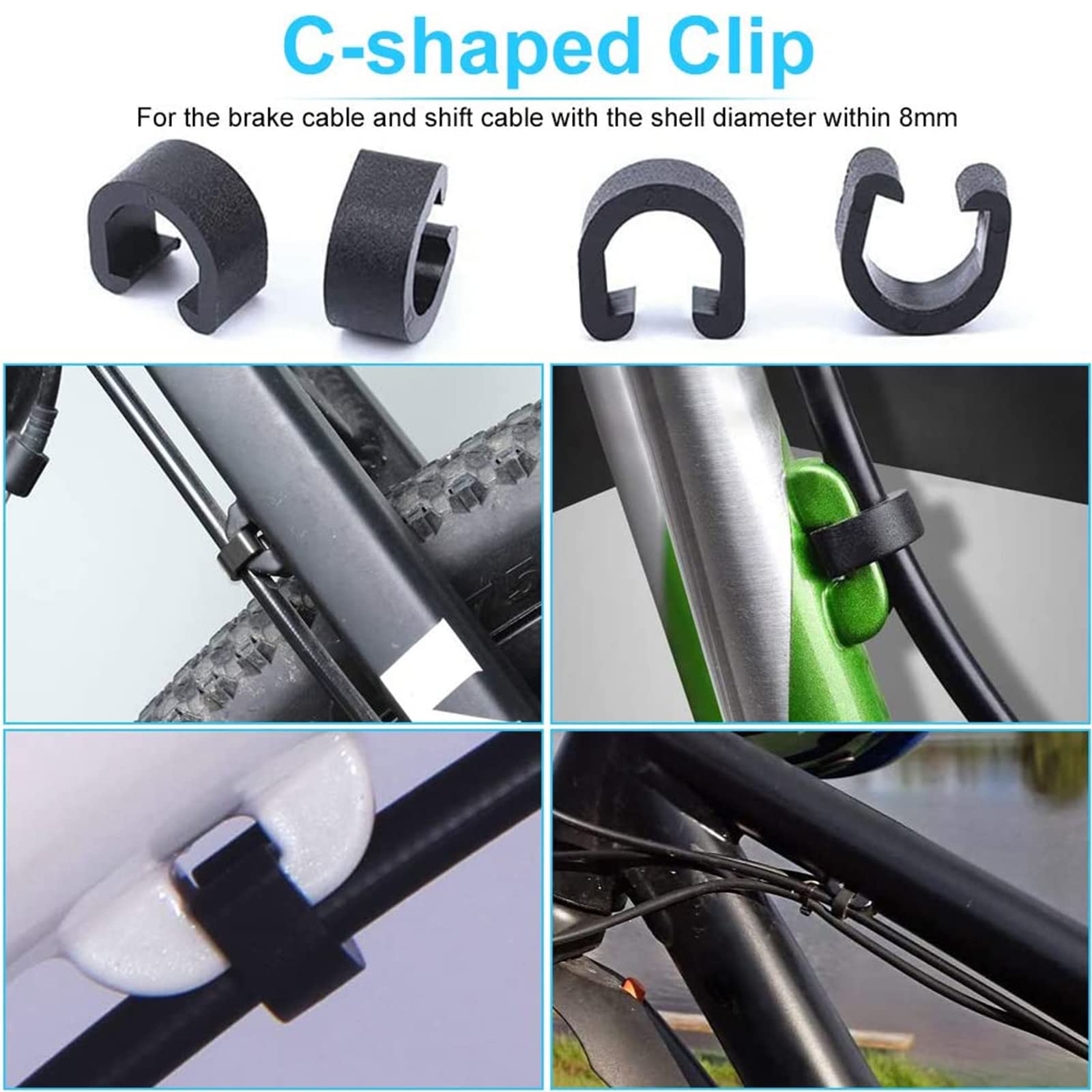 10 clip a C in alluminio, staffe di fissaggio per bicicletta per fissare i tubi dei freni al telaio