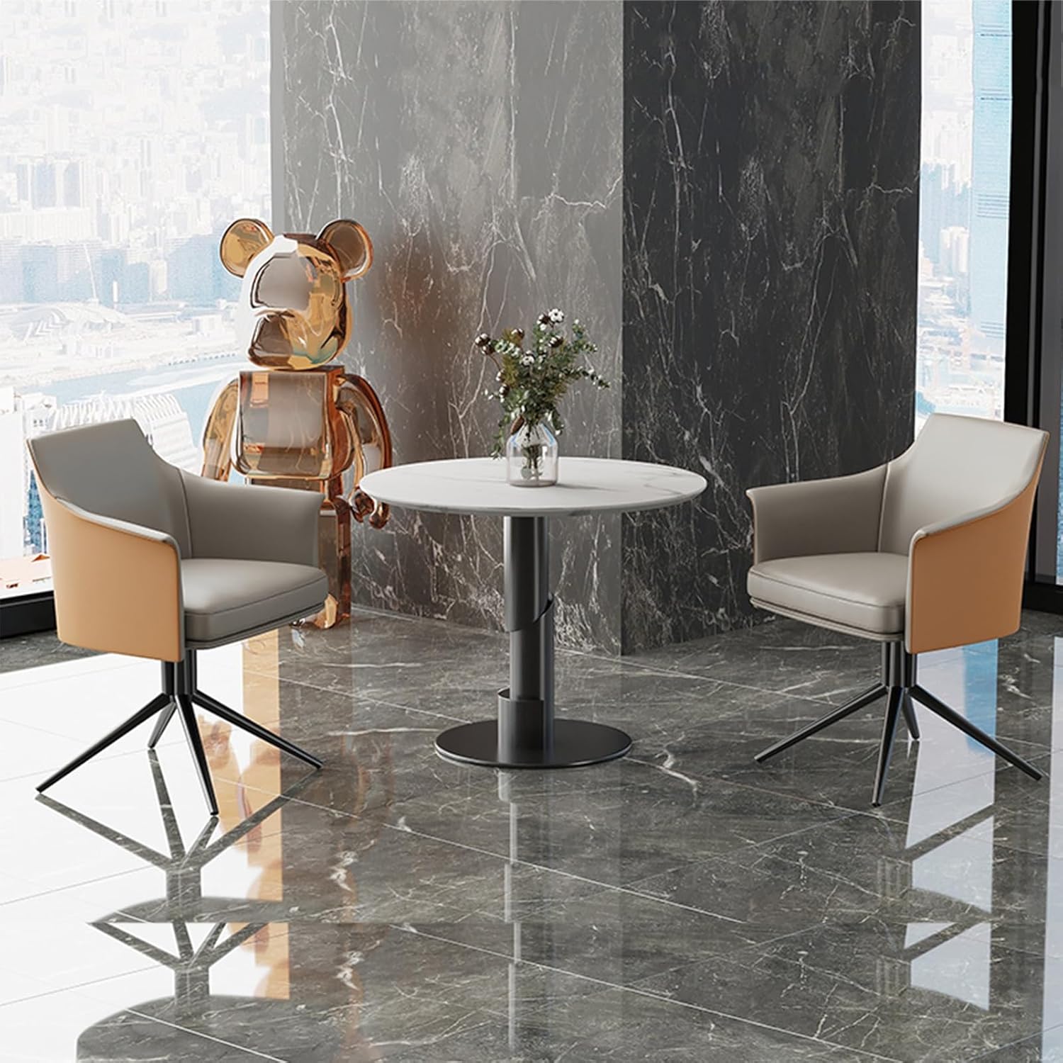 Reception Negotiation Table, Office Reception Room Club Table and Chair Set,Small Conference Table, Coffee Kitchen Dining Table Set,Reception Table and Chair Combination Negotiation Table(Ligh