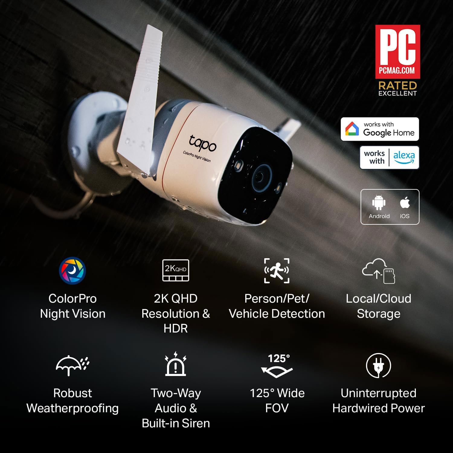 Amazon.com : Tapo ColorPro Wi-Fi Outdoor Camera, PoE, Plug-in
