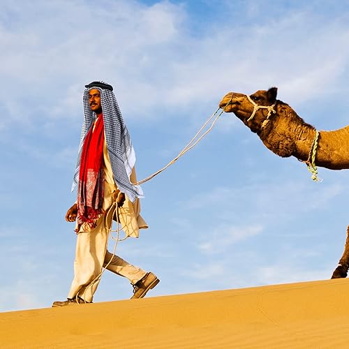 Miniatura 7 de Bufanda árabe Shemagh musulmana Keffiyeh para la cabeza, pañuelo árabe táctico del desierto con cuerda de Aqel, accesorios de disfraz de Halloween