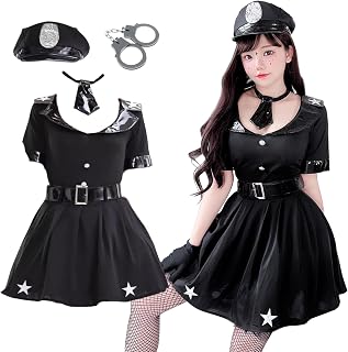 [milky time] ハロウィン コスプレ 仮装 ワンピース ブラック 警察官 ポリス 手錠